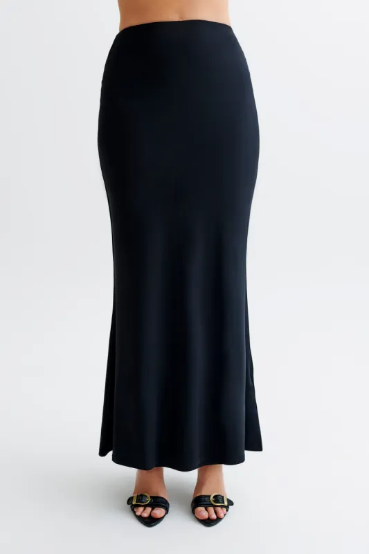Bruna Slinky Fishtail Maxi Skirt - Black sold by Meshki