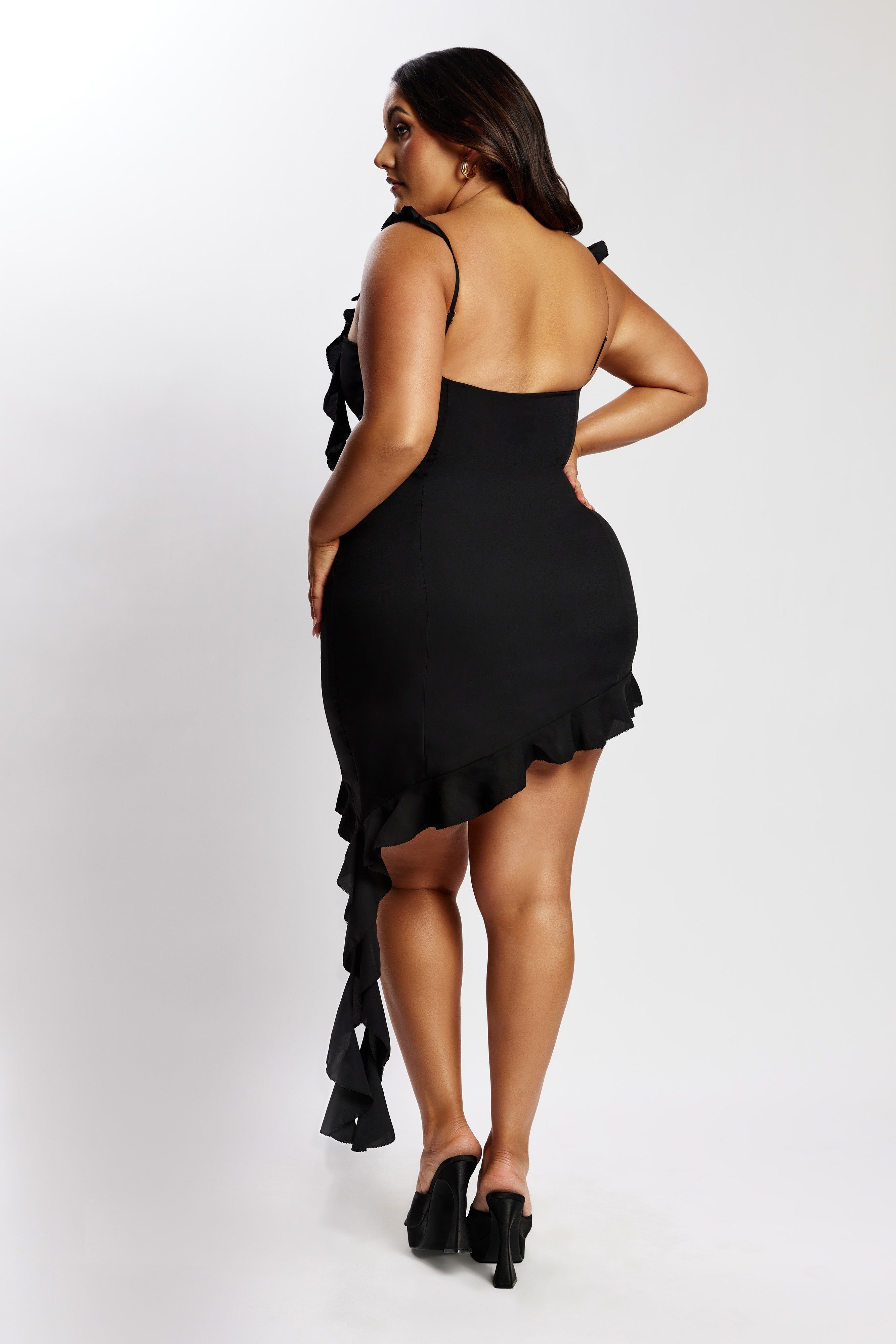 Maeve Asymmetric Ruffle Dress - Black sold by Meshki product image thumbnail 10