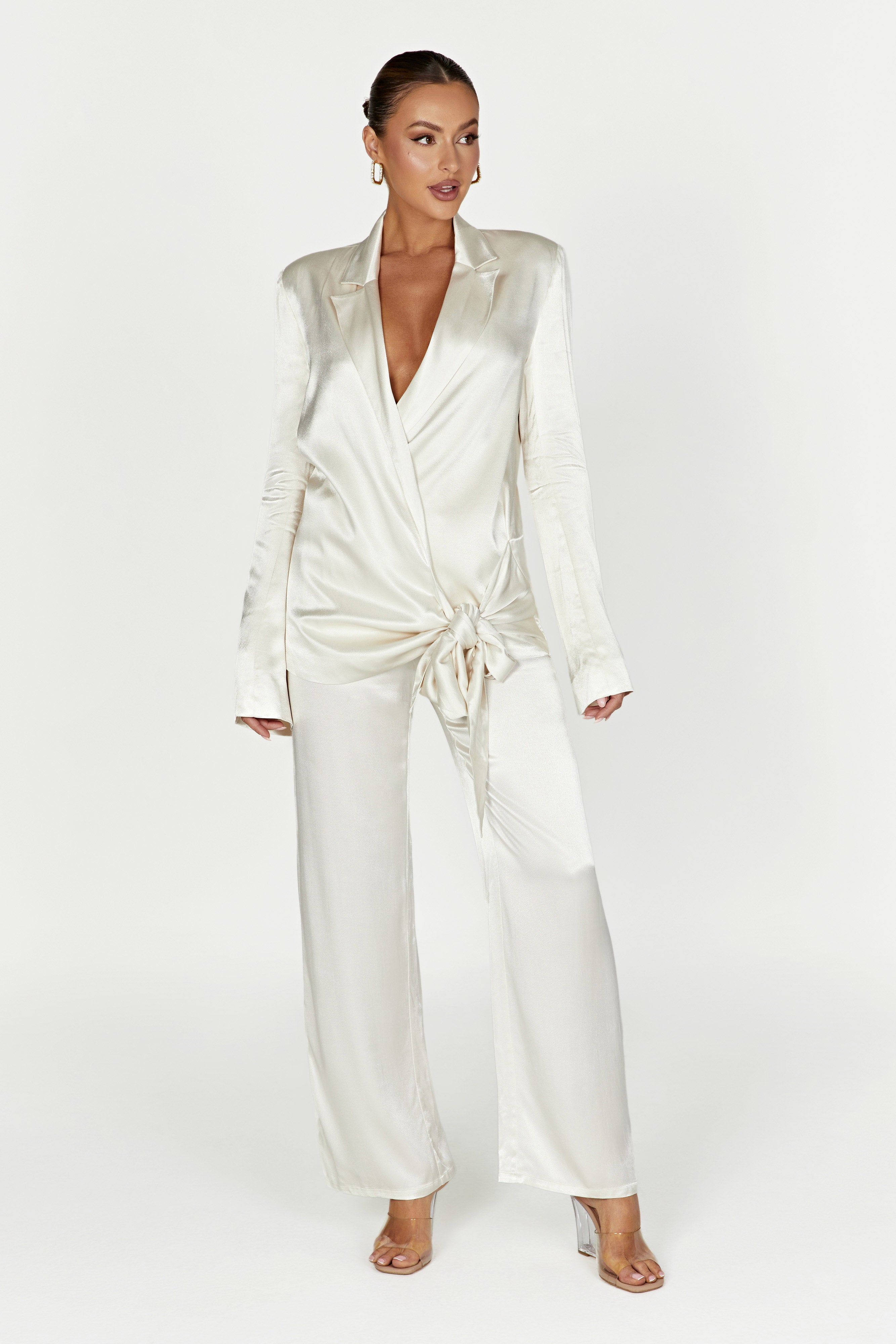 Aspyn Satin Pants - Ivory sold by Meshki product image thumbnail 3