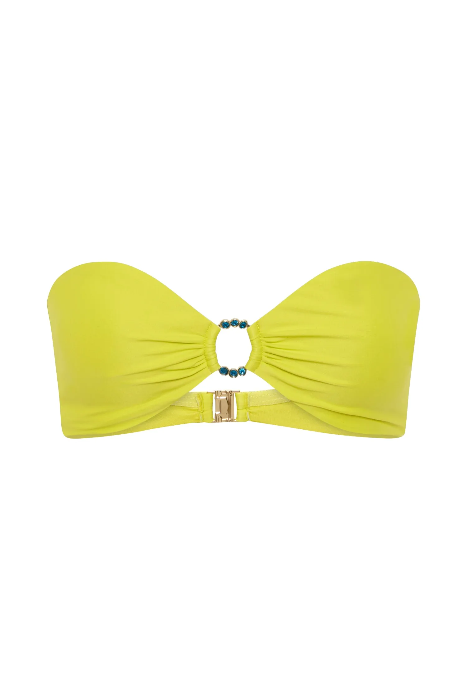 Hazel Recycled Nylon Bandeau Bikini Top With Diamante Trim - Fresh Green sold by Meshki product image thumbnail 4
