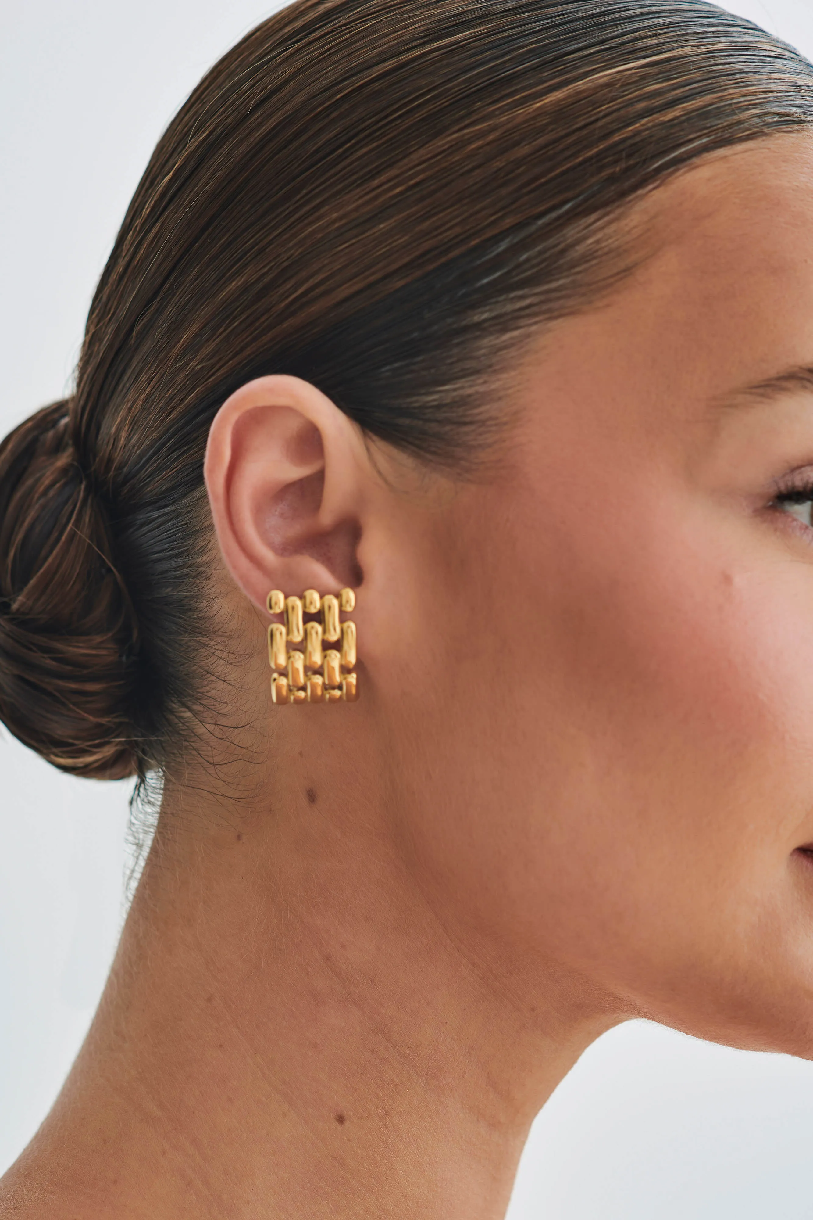 Denise Cross Hatch Earrings - Gold sold by Meshki product image thumbnail 4