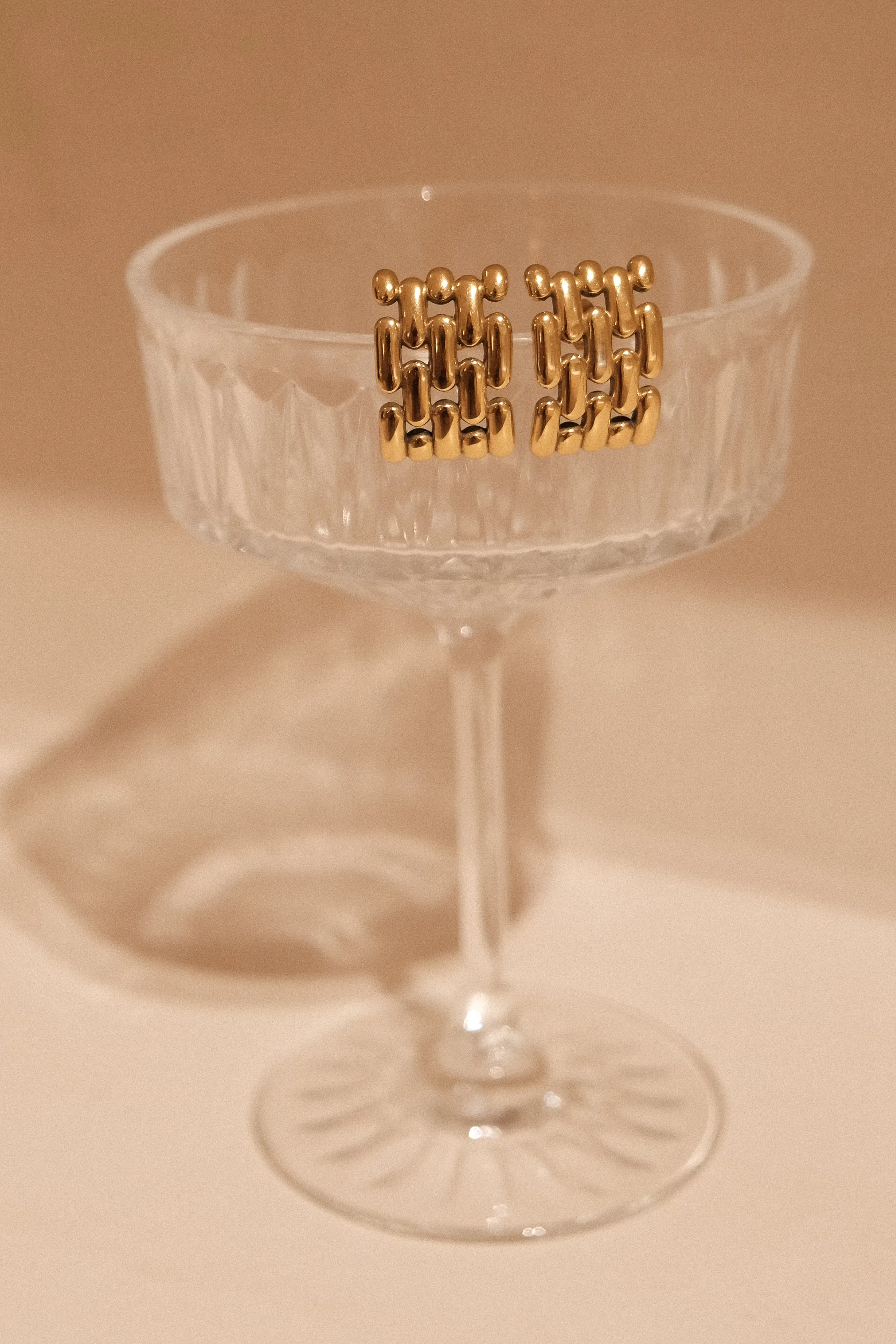 Denise Cross Hatch Earrings - Gold sold by Meshki