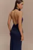 Elyna Slinky Halter Maxi Dress - Navy sold by Meshki
