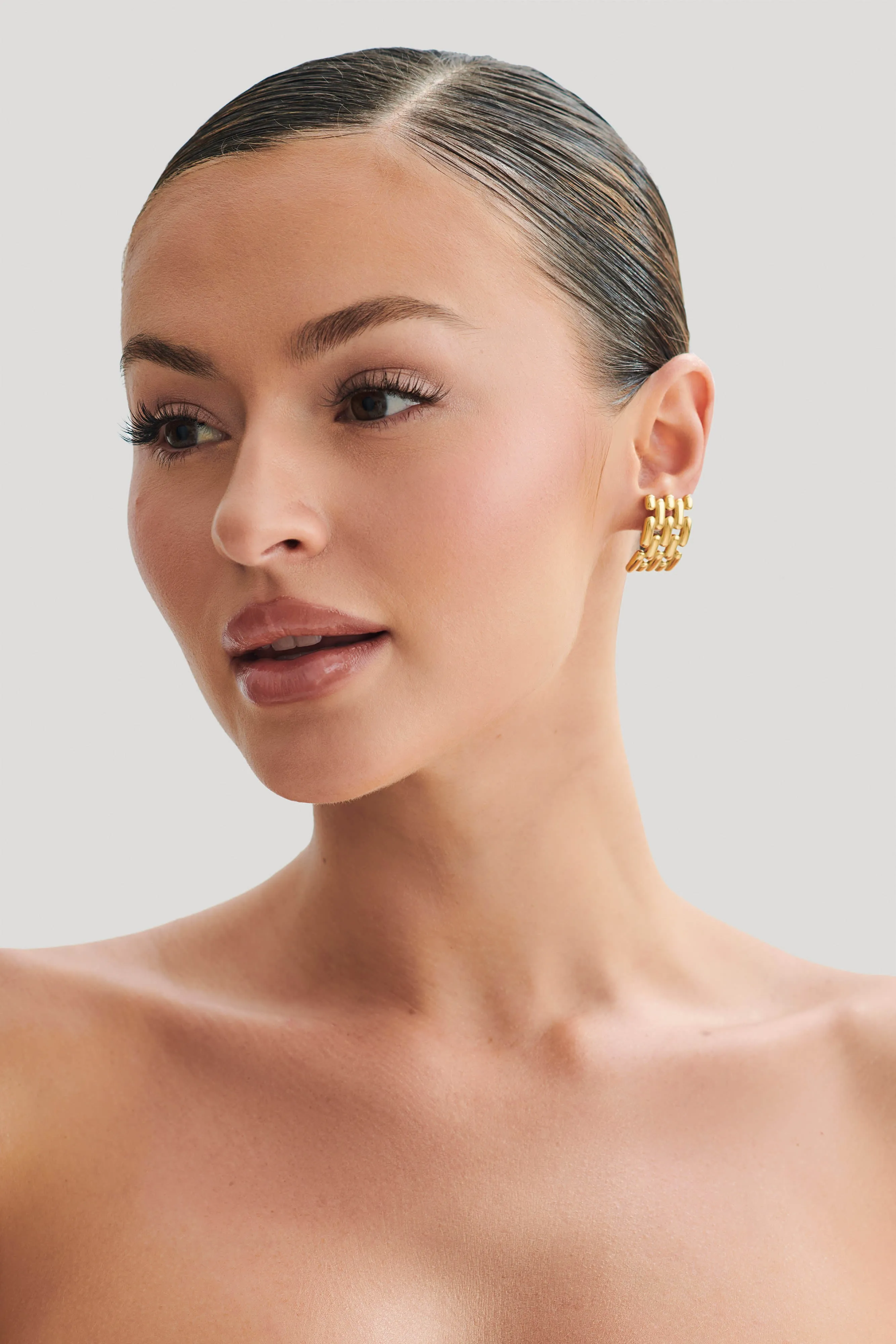 Denise Cross Hatch Earrings - Gold sold by Meshki product image thumbnail 5