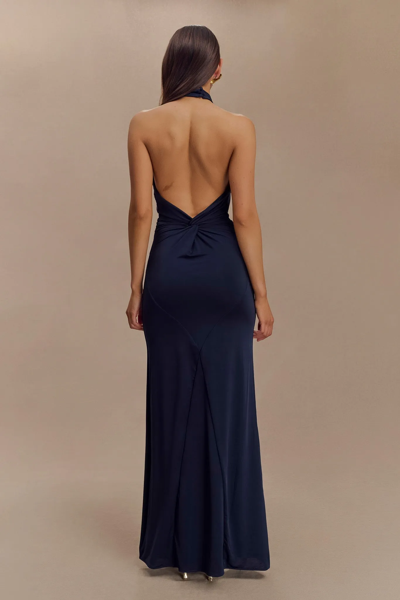 elyna slinky halter maxi dress Elyna Slinky Halter Maxi Dress - Navy