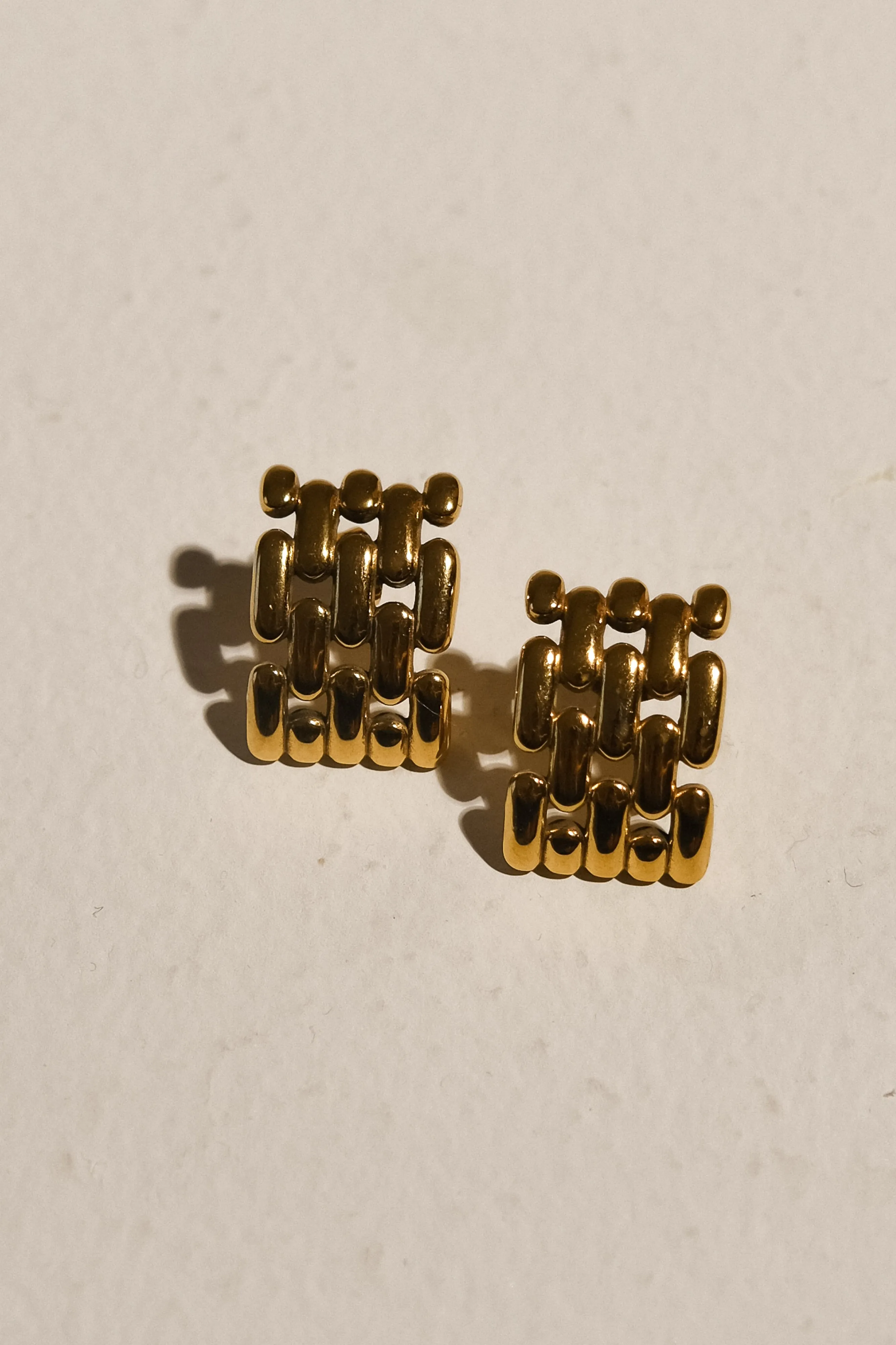 Denise Cross Hatch Earrings - Gold sold by Meshki product image thumbnail 3