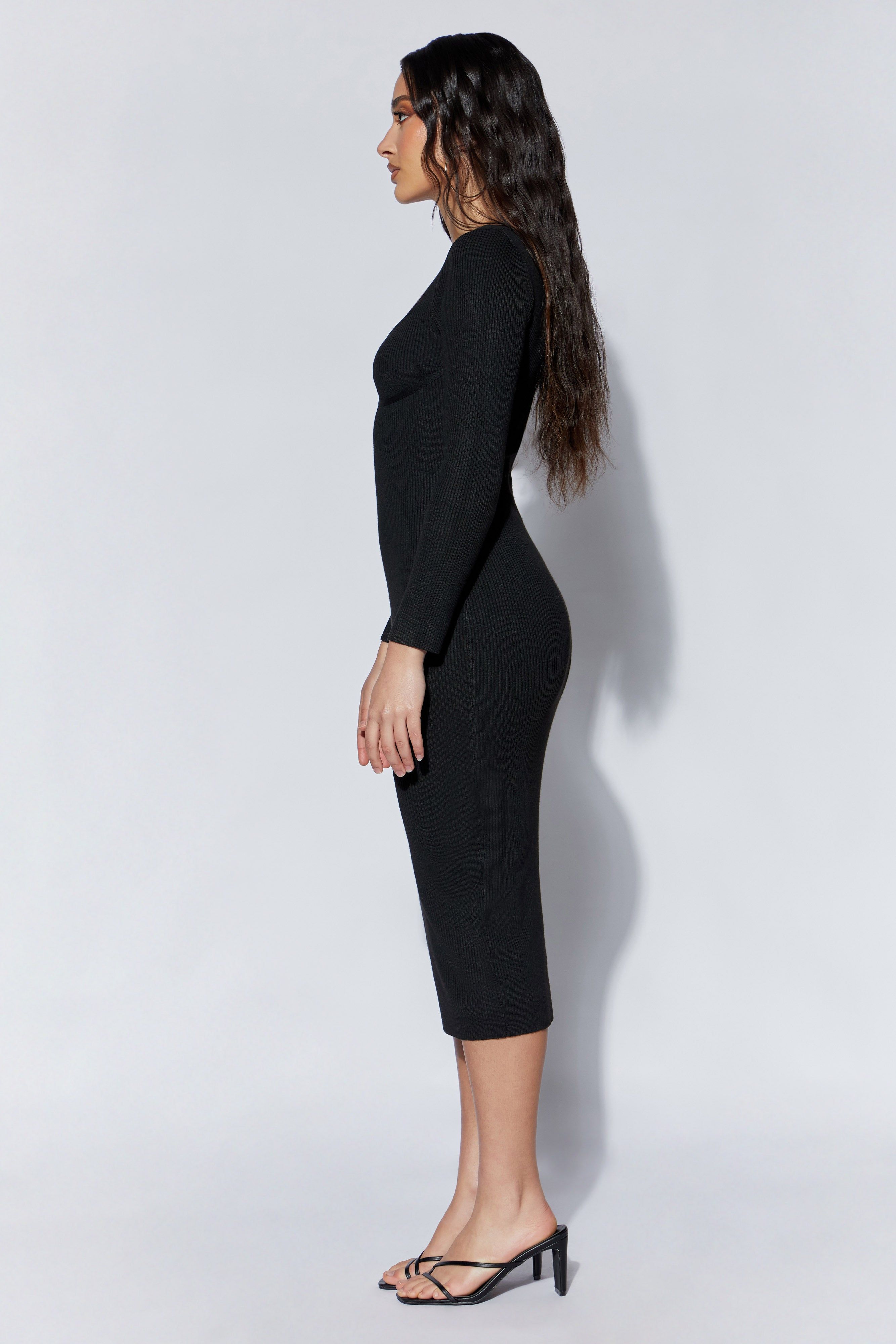 Gillian Recycled Knit Midi Dress - Black sold by Meshki product image thumbnail 5