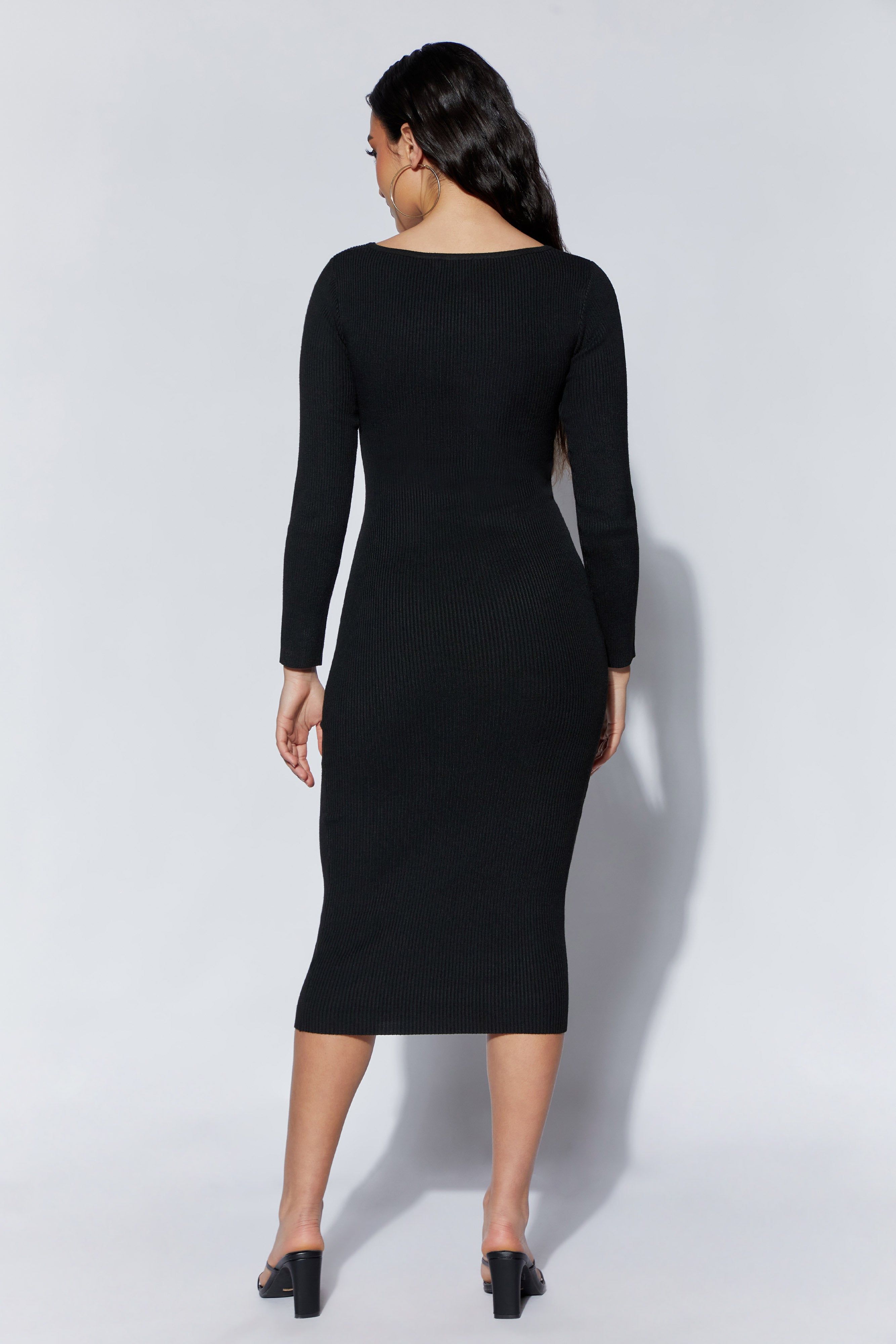 Gillian Recycled Knit Midi Dress - Black sold by Meshki product image thumbnail 3