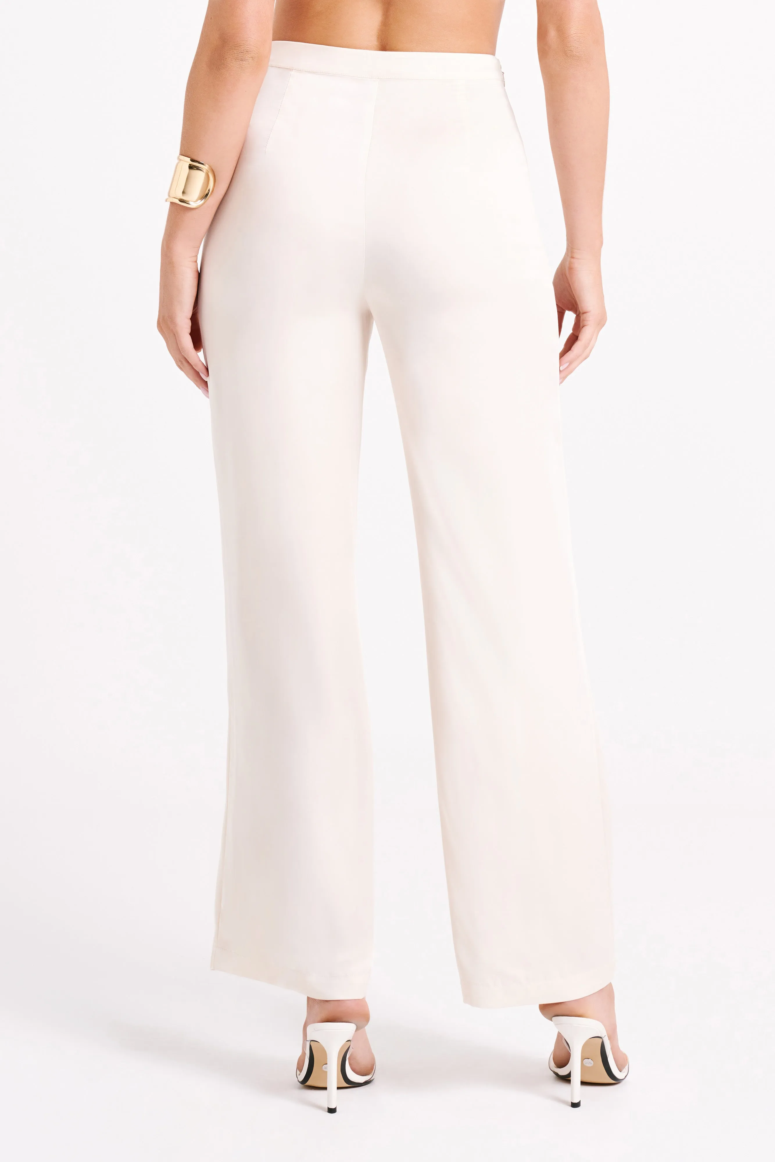 Elisa Satin Straight Leg Pant - Sand sold by Meshki product image thumbnail 2