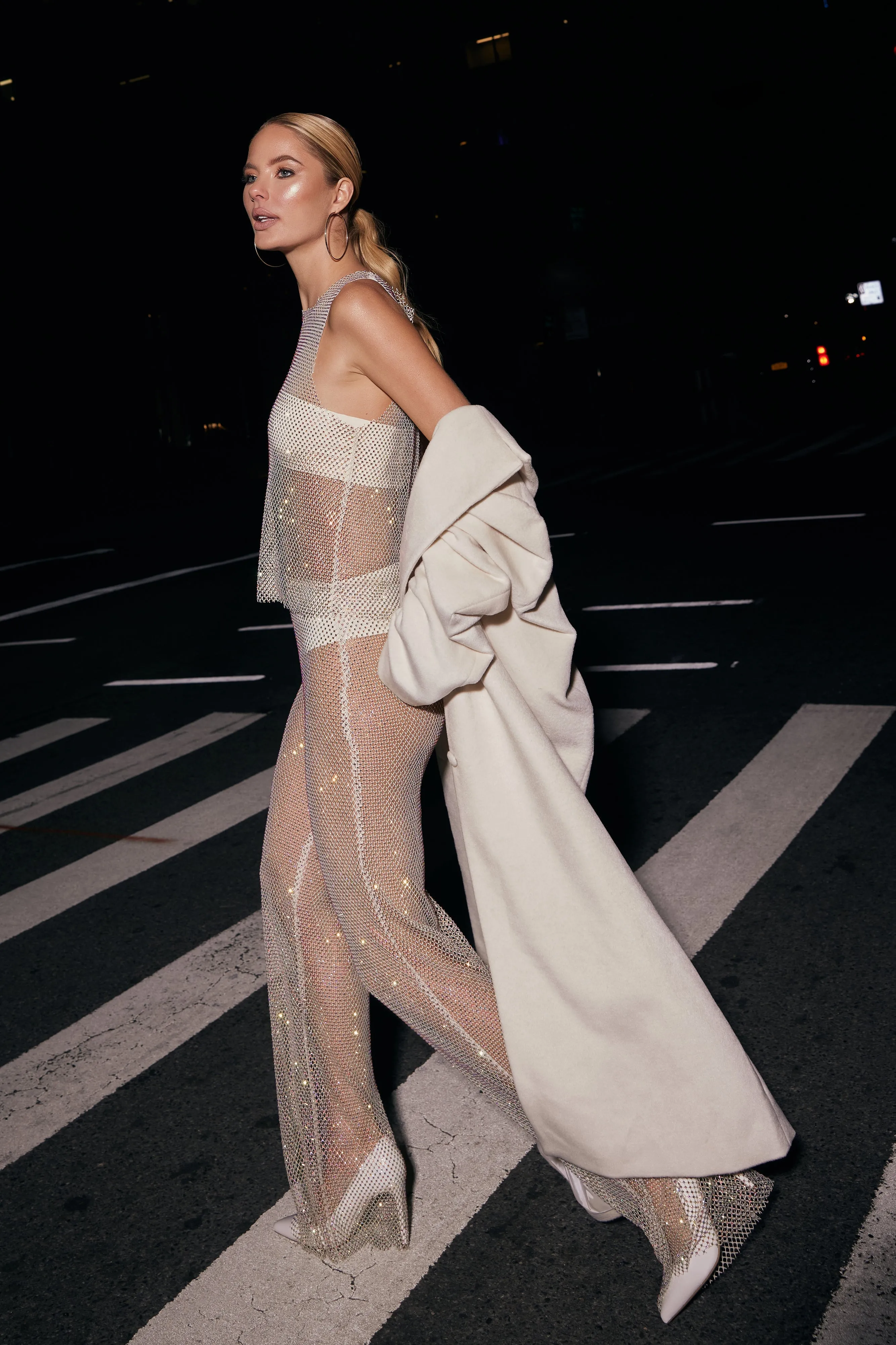 Emerson Diamante Mesh Tank Top - Cream sold by Meshki product image thumbnail 2