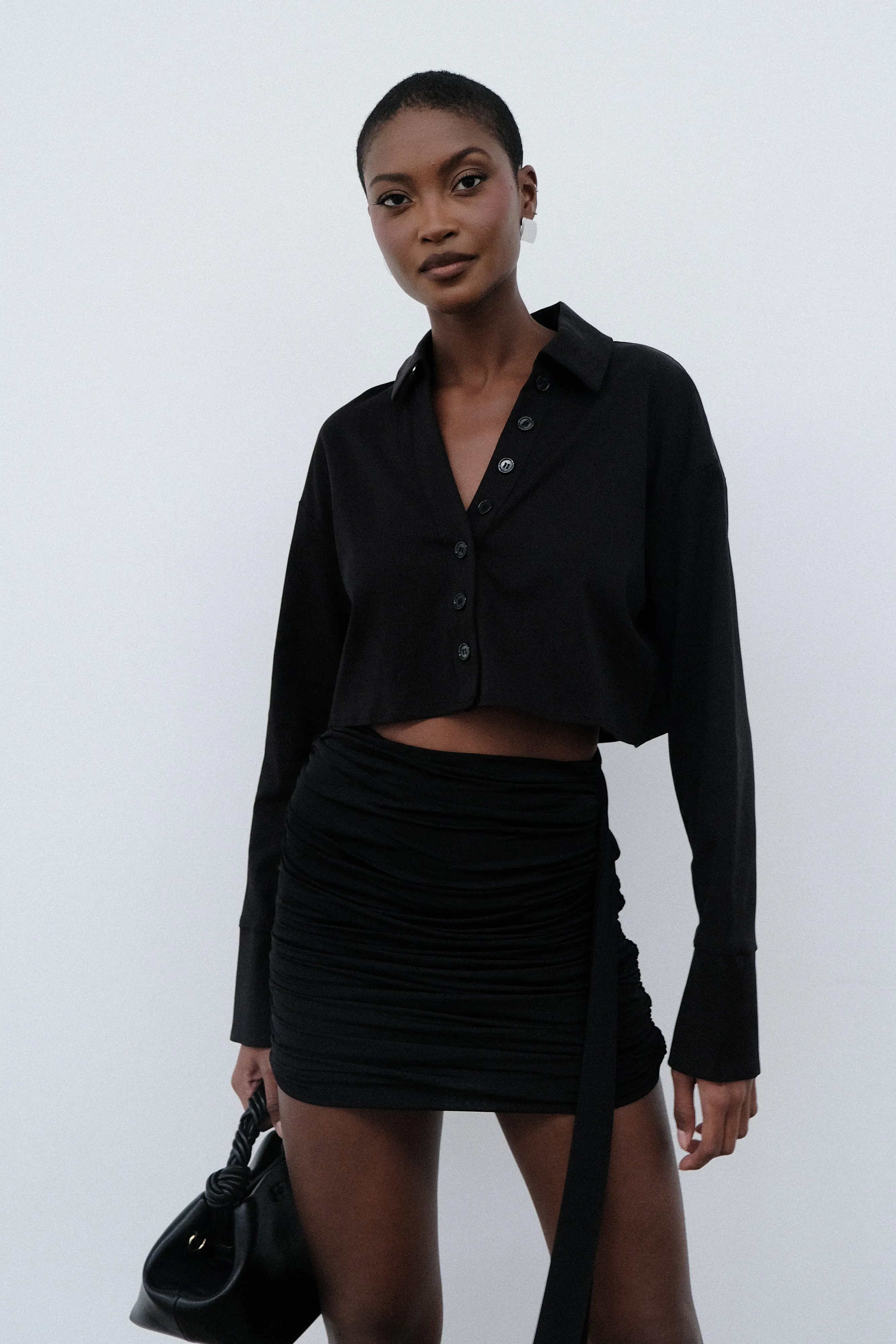 Julianna Cotton Button Up Shirt - Black sold by Meshki