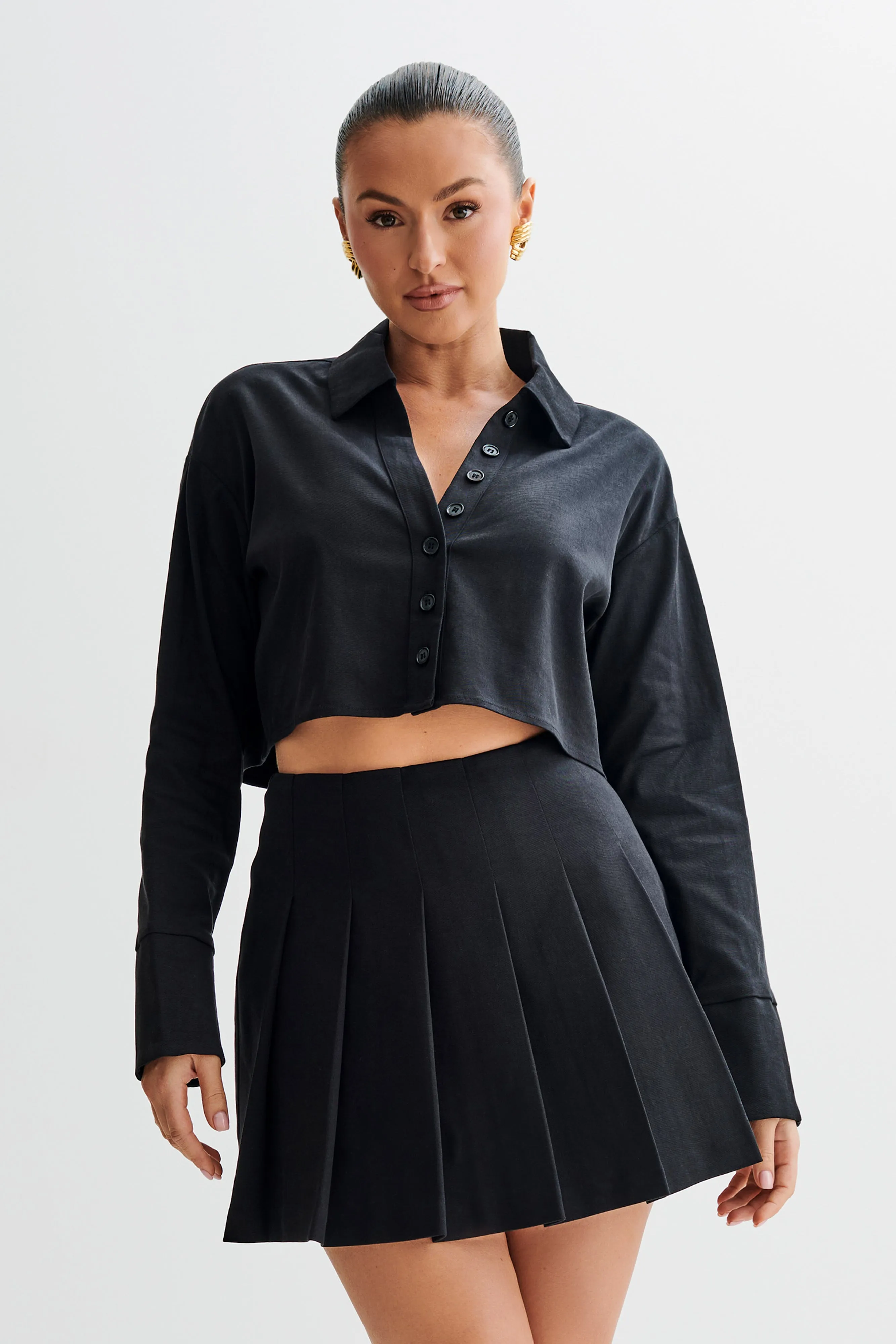 Julianna Cotton Button Up Shirt - Black sold by Meshki product image thumbnail 2