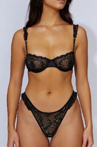 Oriana Lace Balconette Bra - Black sold by Meshki