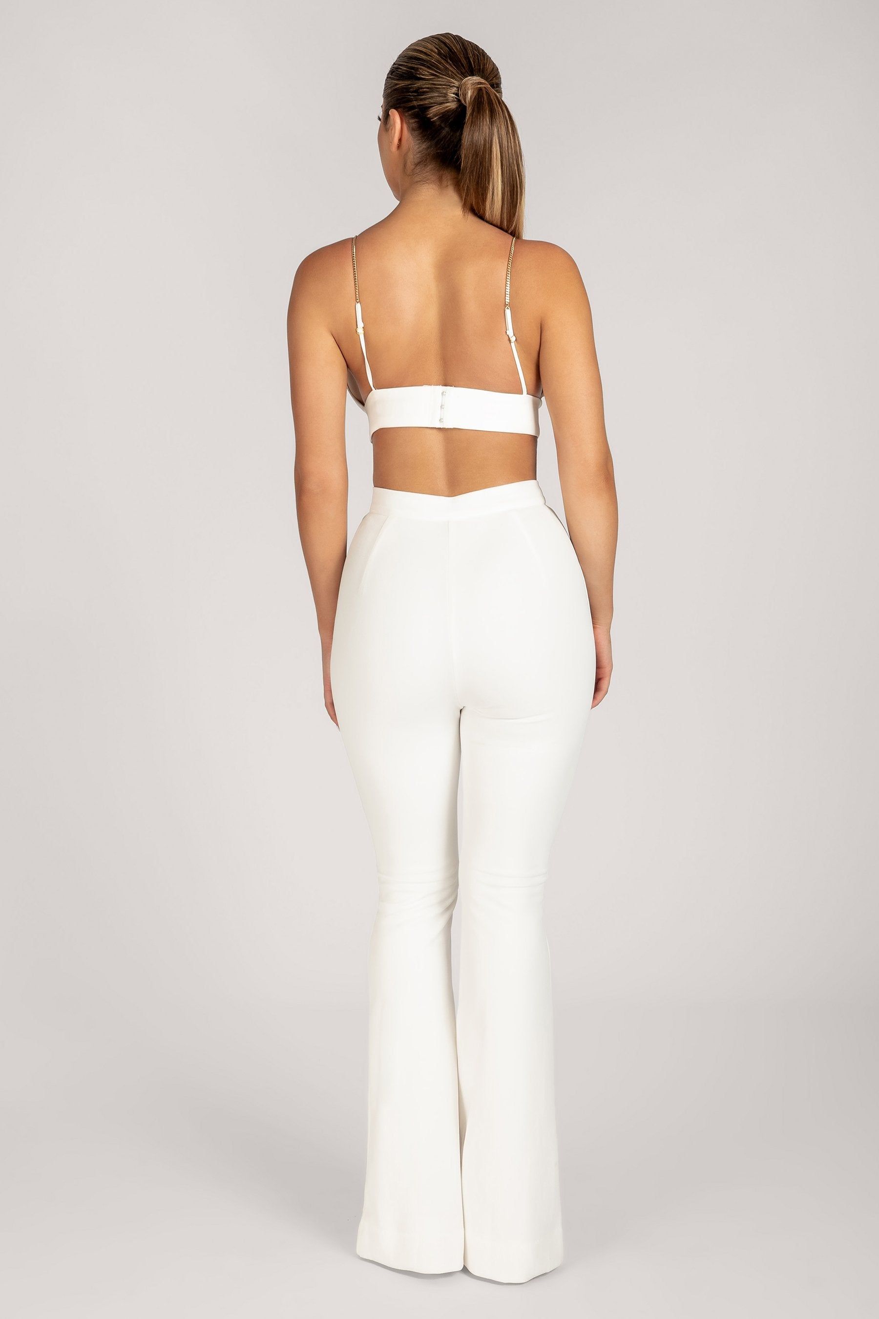 Zendaya Highwaisted Flare Pants - White sold by Meshki product image thumbnail 3