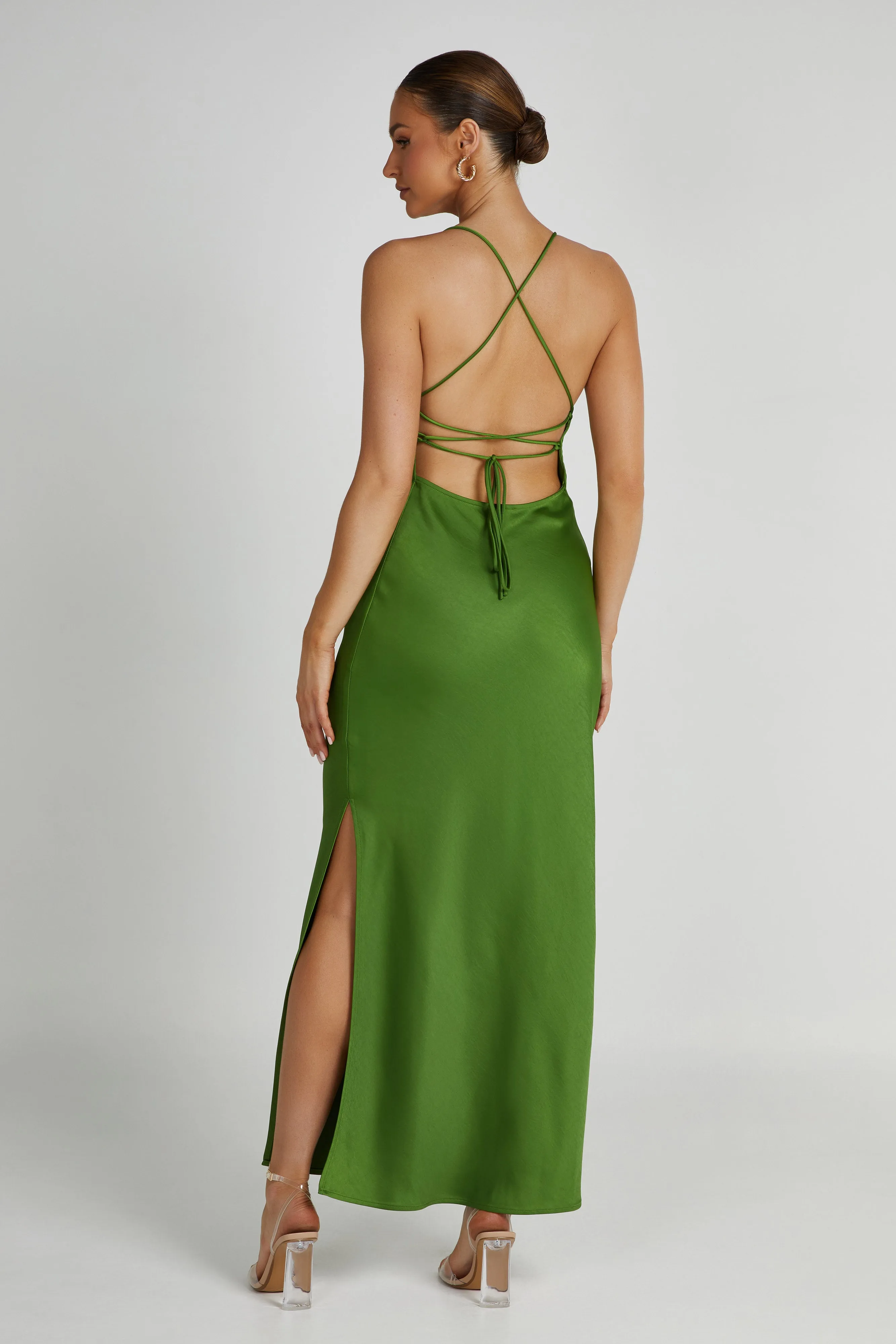 Sydney Straight Neck Slip Maxi Dress - Emerald sold by Meshki product image thumbnail 3