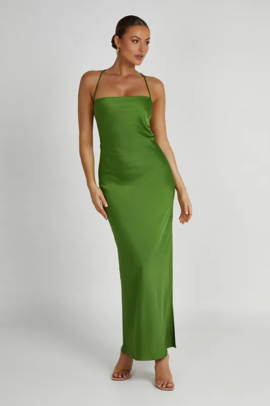Sydney Straight Neck Slip Maxi Dress - Emerald sold by Meshki