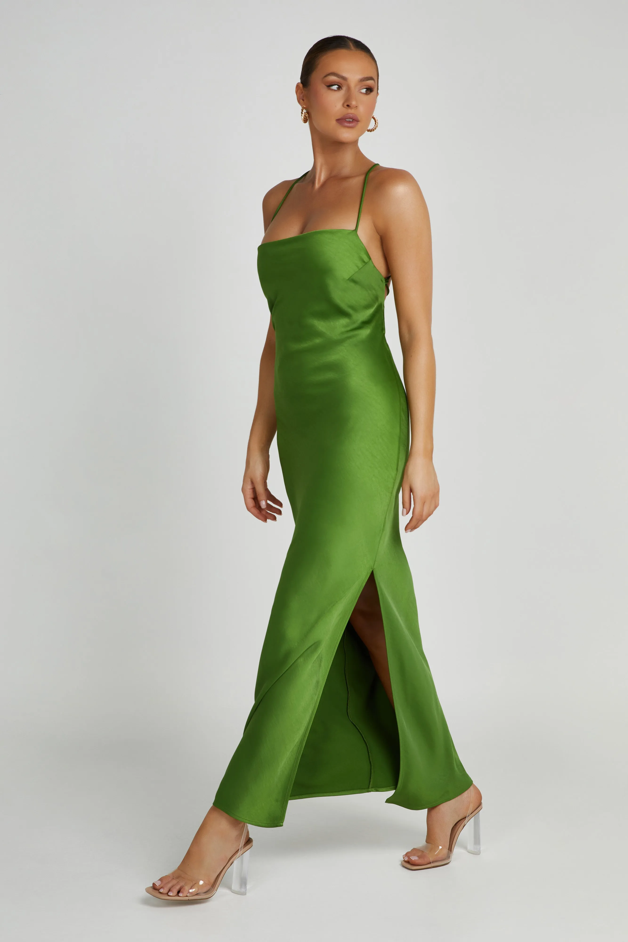 Sydney Straight Neck Slip Maxi Dress - Emerald sold by Meshki product image thumbnail 4