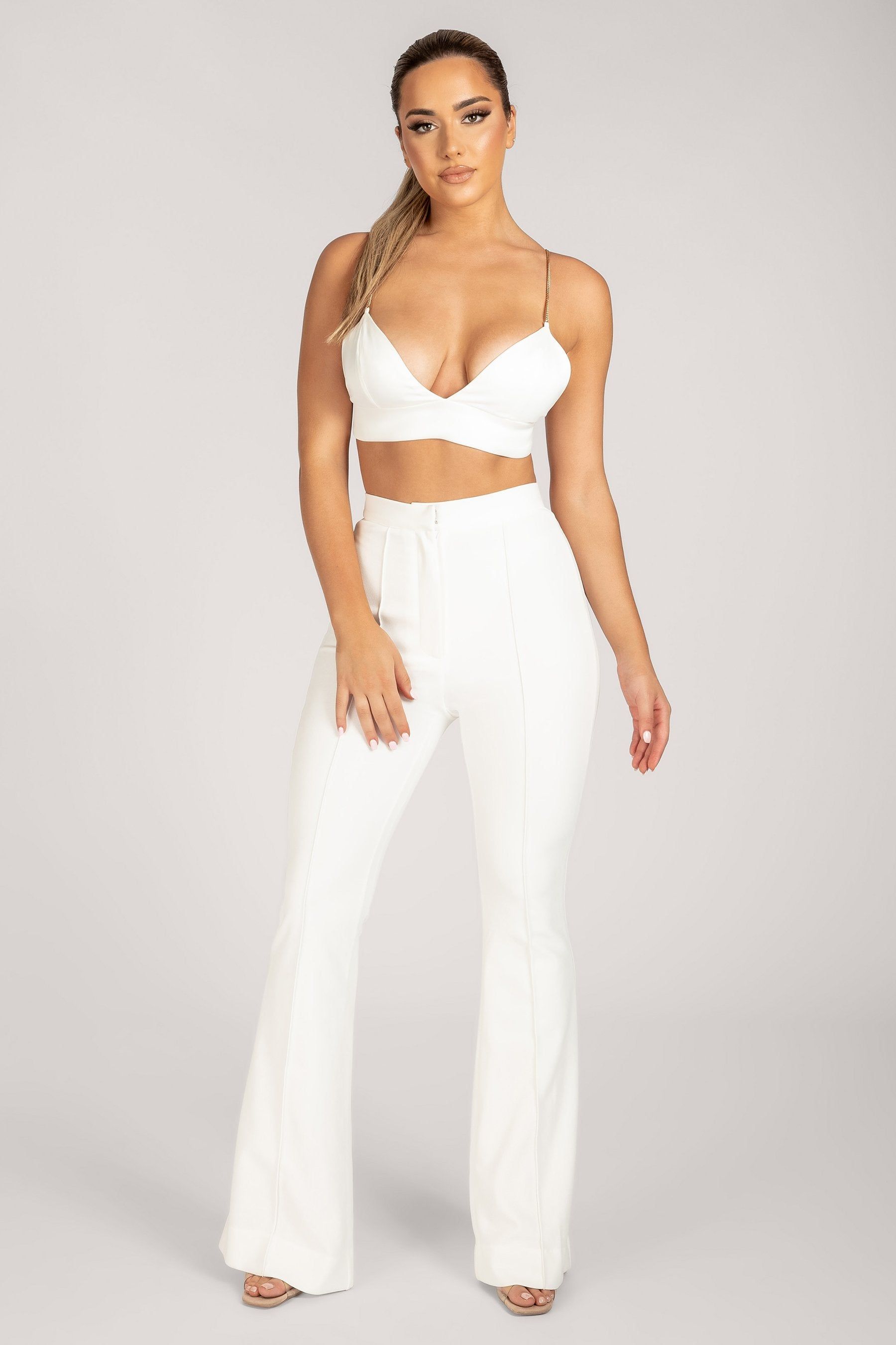 Zendaya Highwaisted Flare Pants - White sold by Meshki product image thumbnail 2