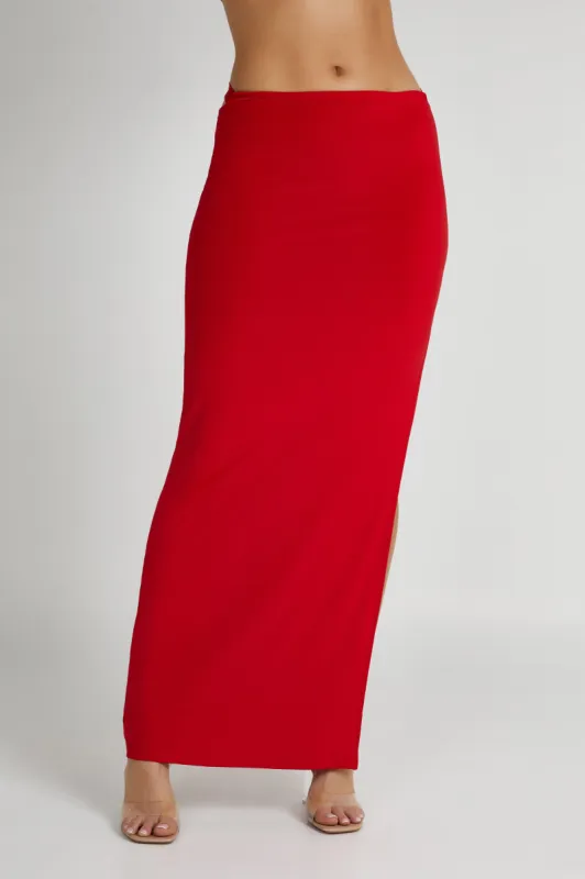 Jeanine Cowl Back Maxi Skirt - Red sold by Meshki