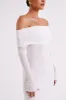 Josie Off Shoulder Mesh Maxi Dress - Ivory sold by Meshki