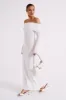Josie Off Shoulder Mesh Maxi Dress - Ivory sold by Meshki