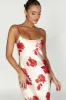 Rosalie Satin Maxi Dress - Rose Print sold by Meshki