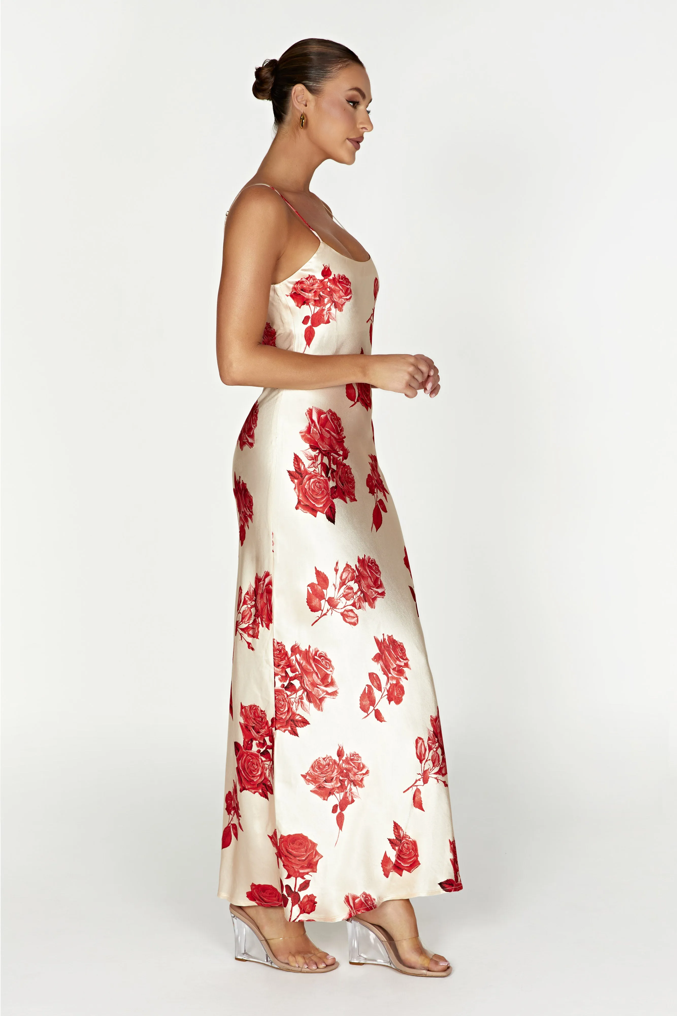 Rosalie Satin Maxi Dress - Rose Print sold by Meshki product image thumbnail 5