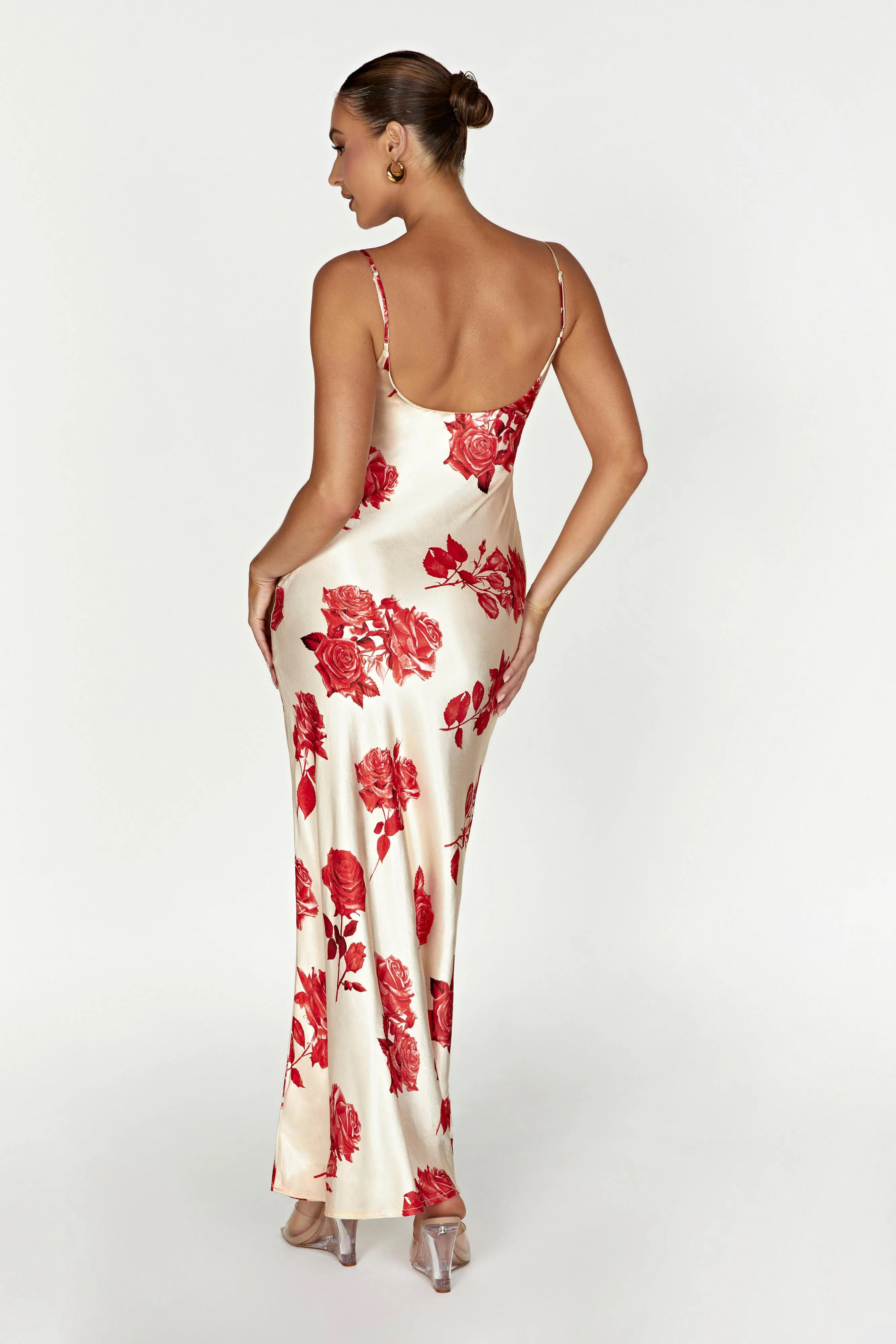 Rosalie Satin Maxi Dress - Rose Print sold by Meshki product image thumbnail 3