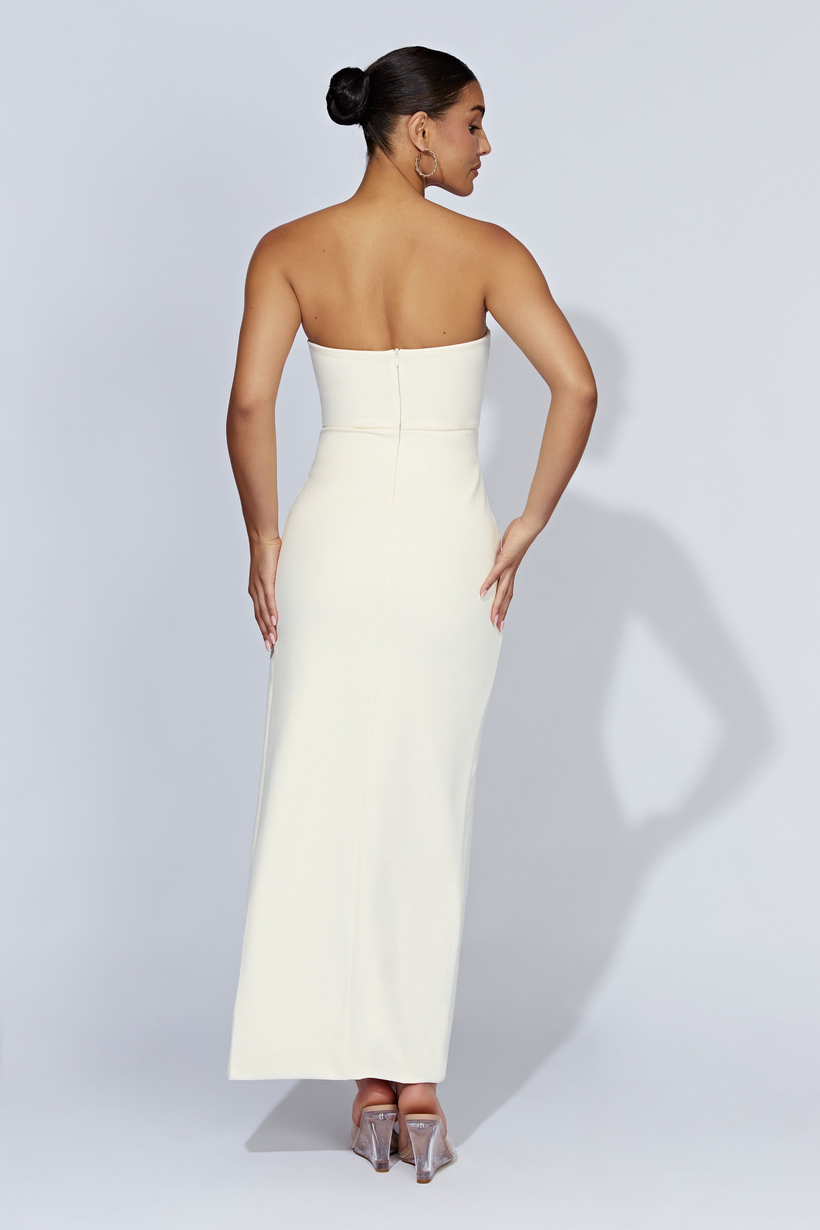 Rachel Maxi Split Front Dress - Bone sold by Meshki product image thumbnail 2