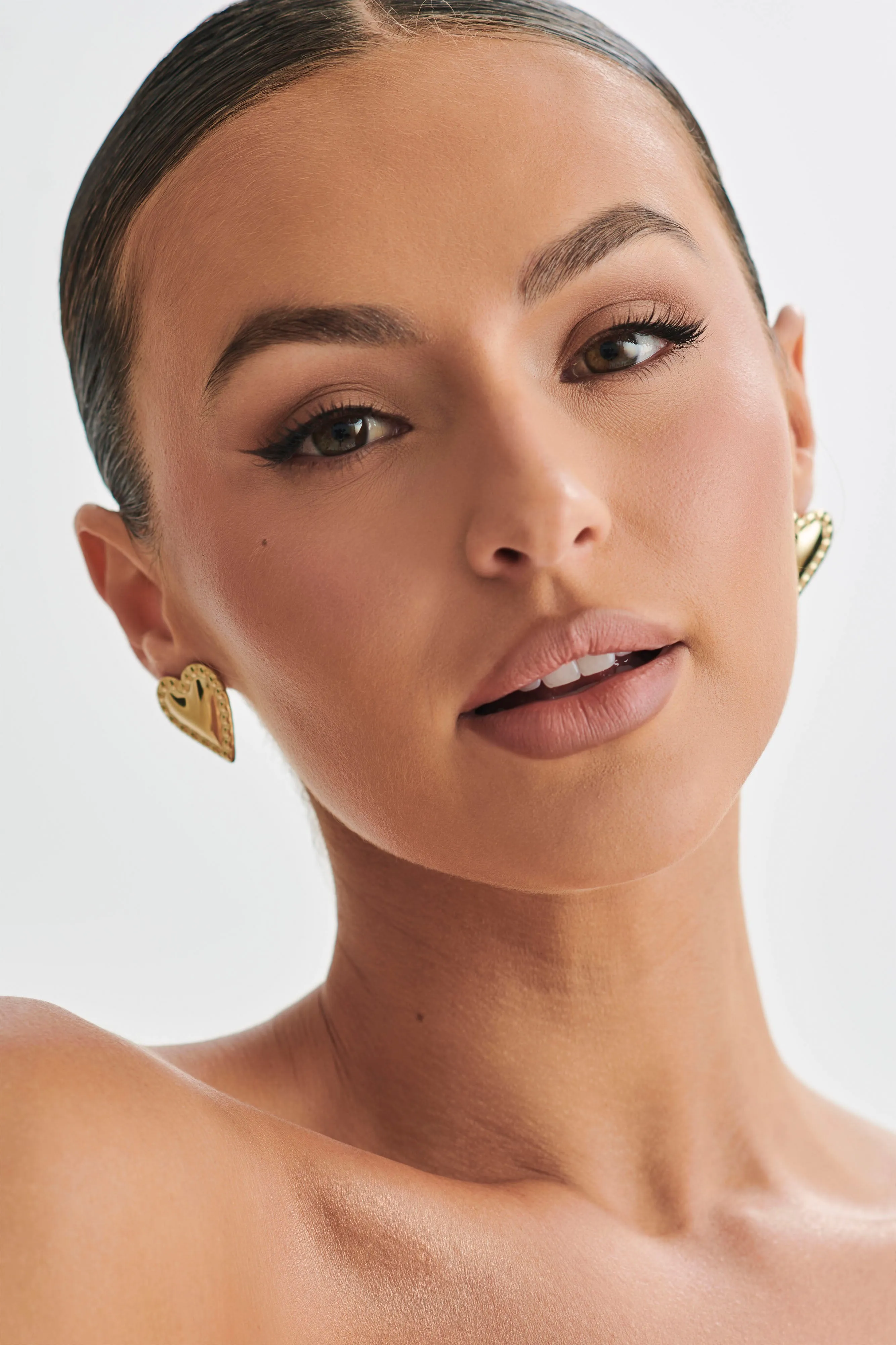 Cera Heart Earrings - Gold sold by Meshki product image thumbnail 4