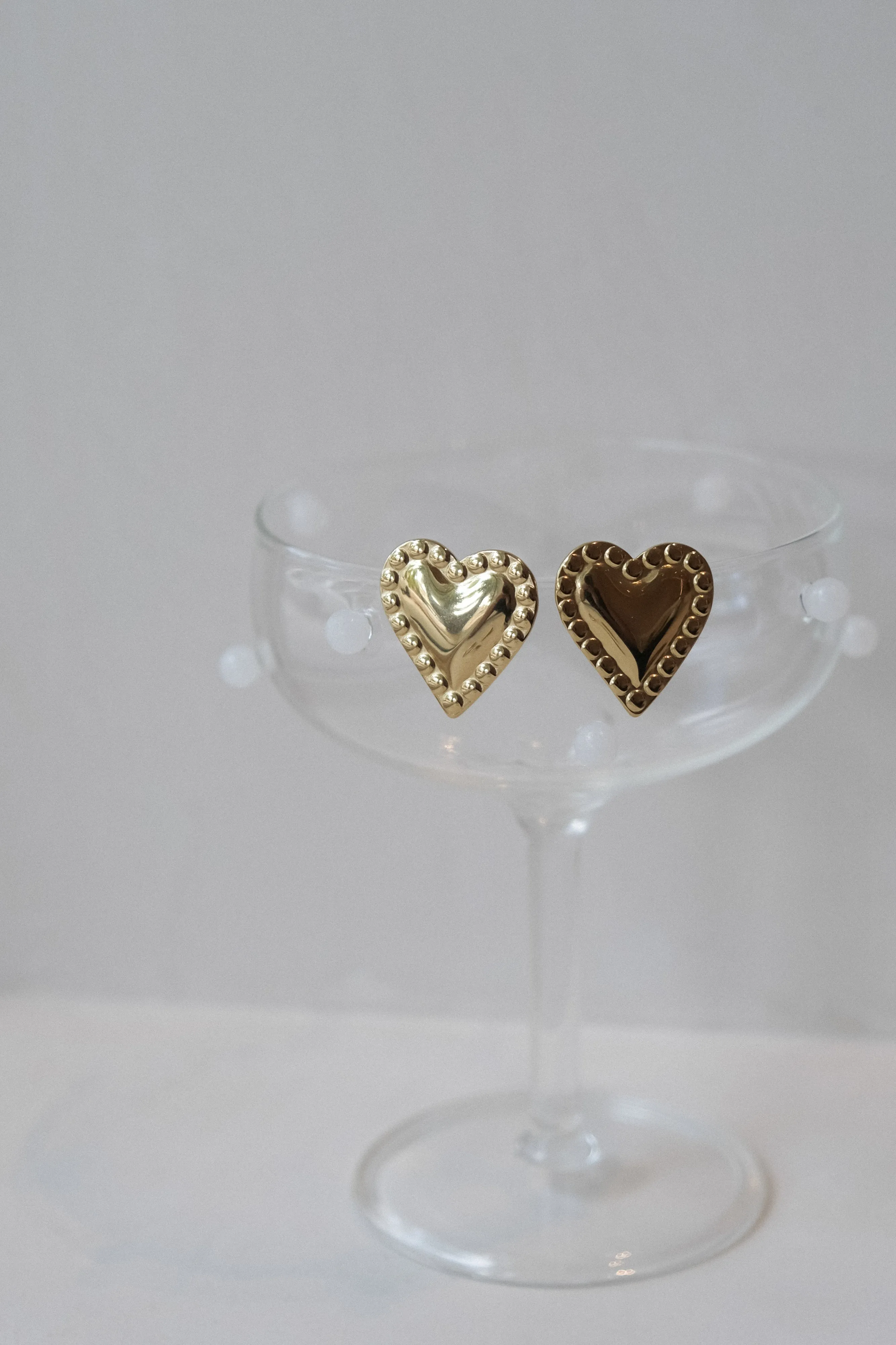 Cera Heart Earrings - Gold sold by Meshki