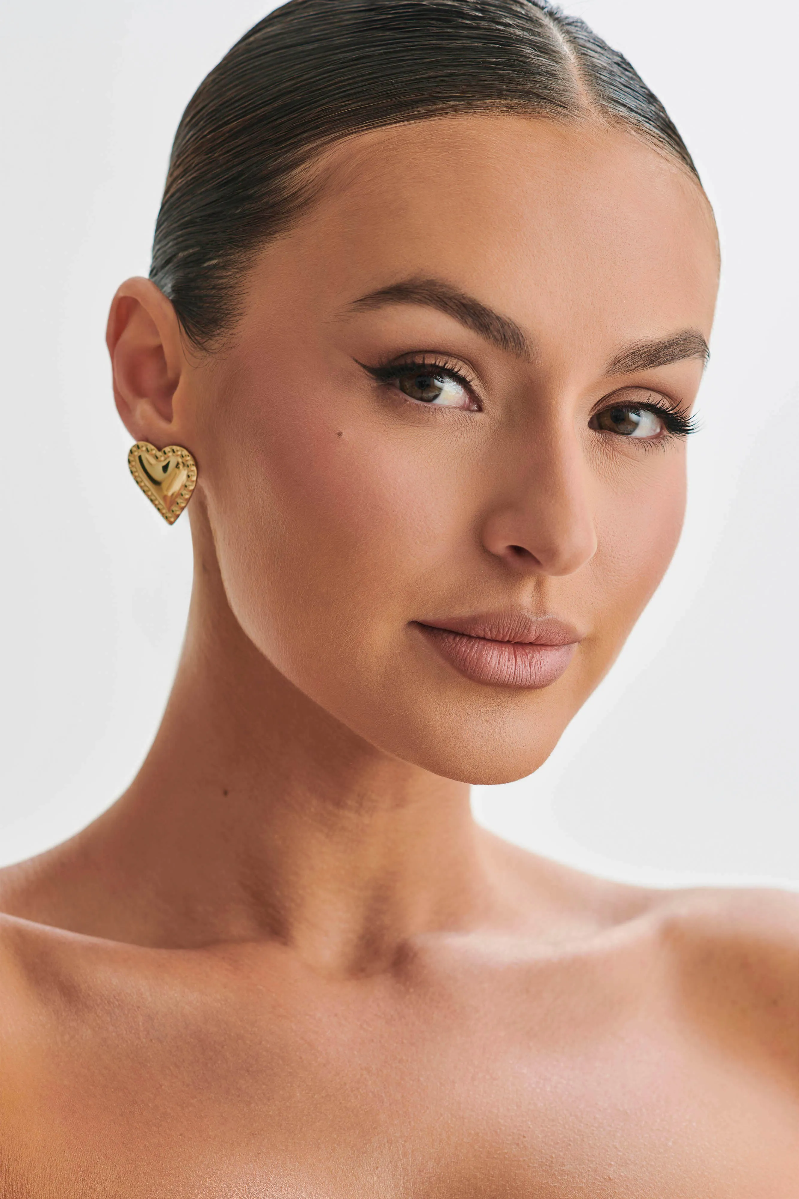 Cera Heart Earrings - Gold sold by Meshki product image thumbnail 5