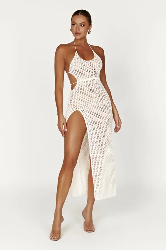 Malia Cut Out Crochet Maxi Dress - Cream sold by Meshki