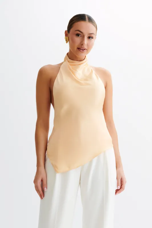 Seraphine Satin Halter Top - Peach sold by Meshki