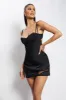 Joslyn Satin Lace Slip Mini Dress - Black sold by Meshki