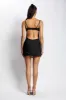 Joslyn Satin Lace Slip Mini Dress - Black sold by Meshki