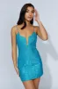 Hadleigh Shimmer Mini Dress - Aquamarine sold by Meshki