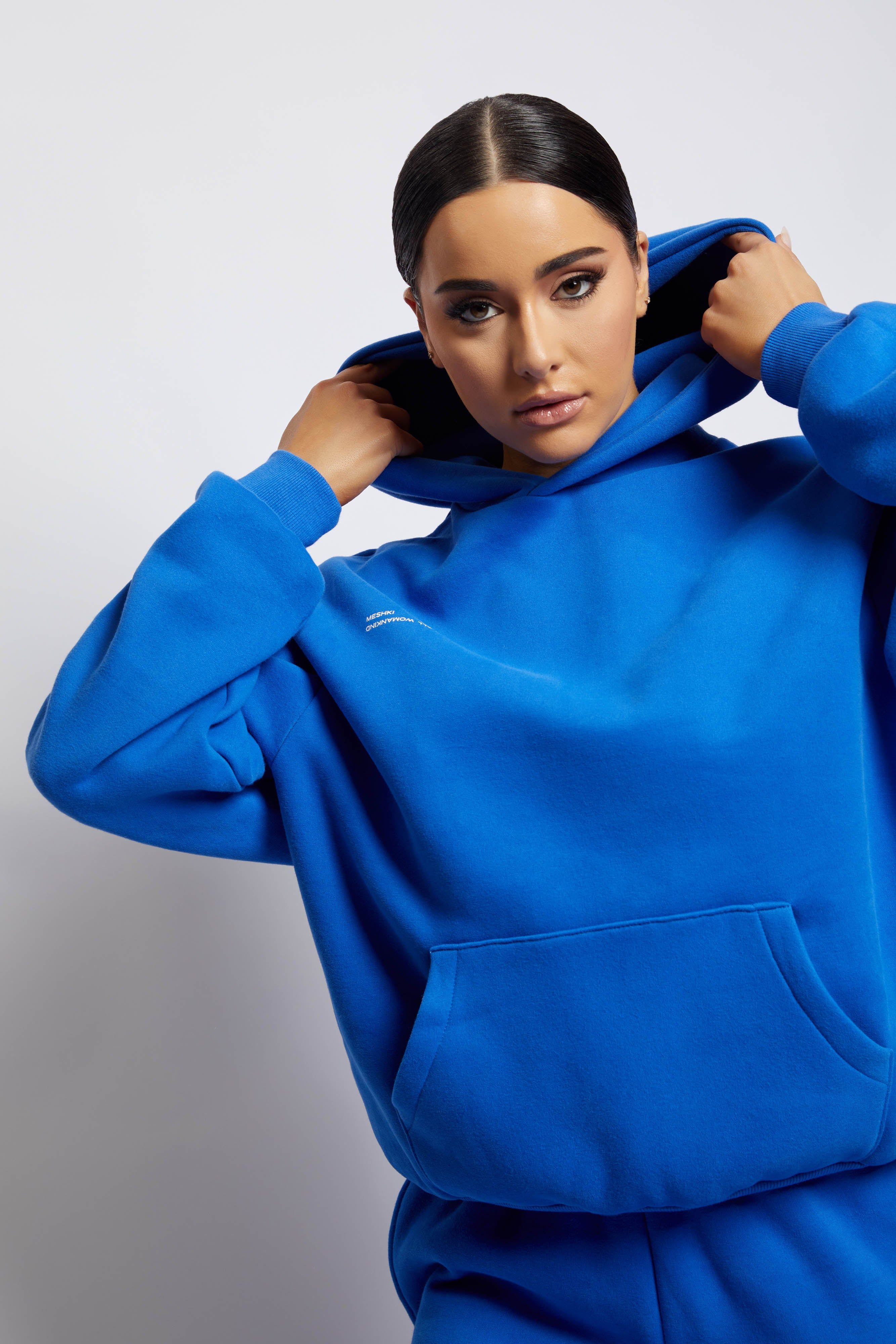 Bree Oversized Fleeceback Hoodie - Cobalt Blue sold by Meshki product image thumbnail 10