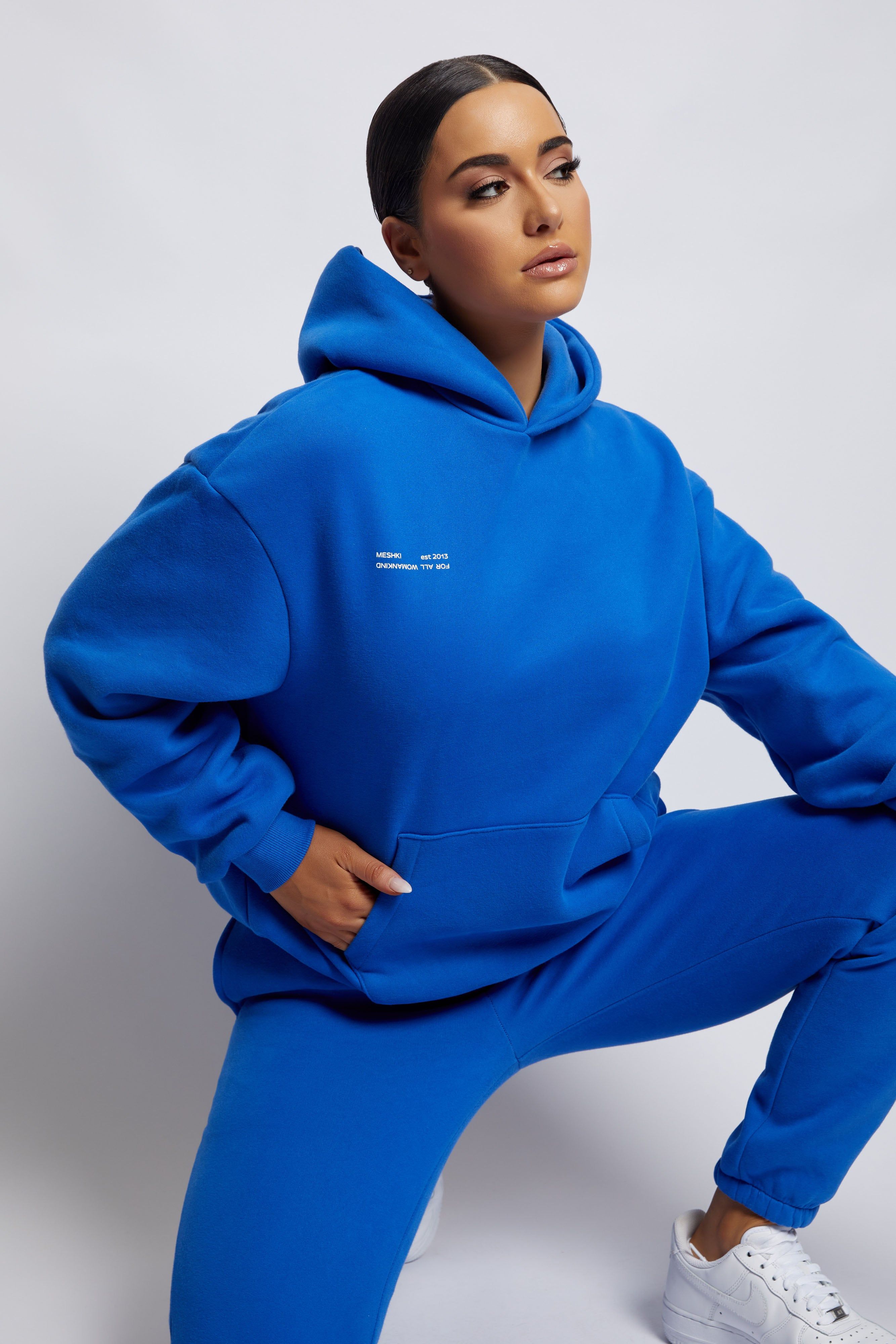 Bree Oversized Fleeceback Hoodie - Cobalt Blue sold by Meshki product image thumbnail 4