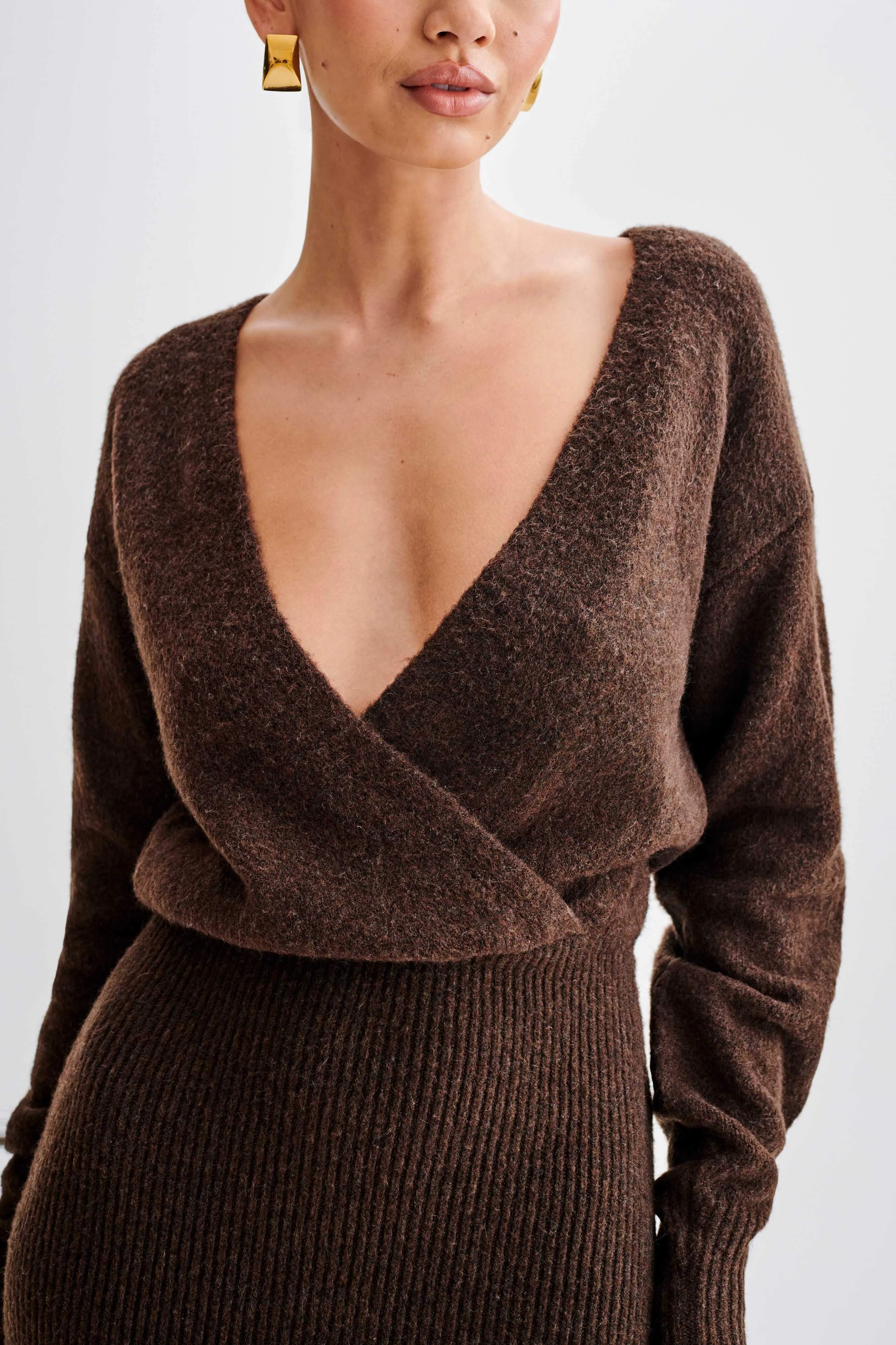 Shannon Knit Maxi Dress - Chocolate sold by Meshki product image thumbnail 3