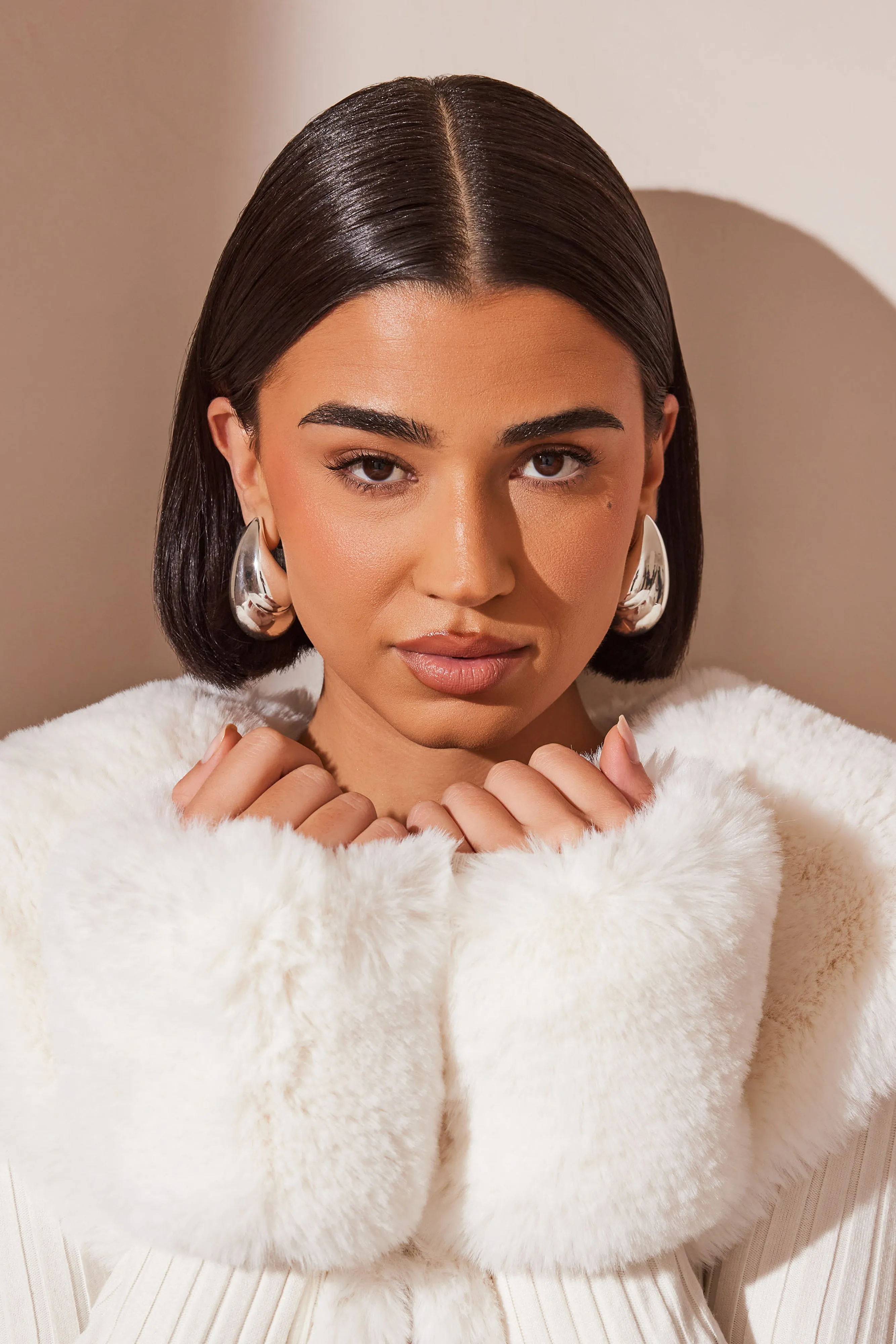 Zadie Oversized Double Teardrop Earrings - Silver sold by Meshki product image thumbnail 3