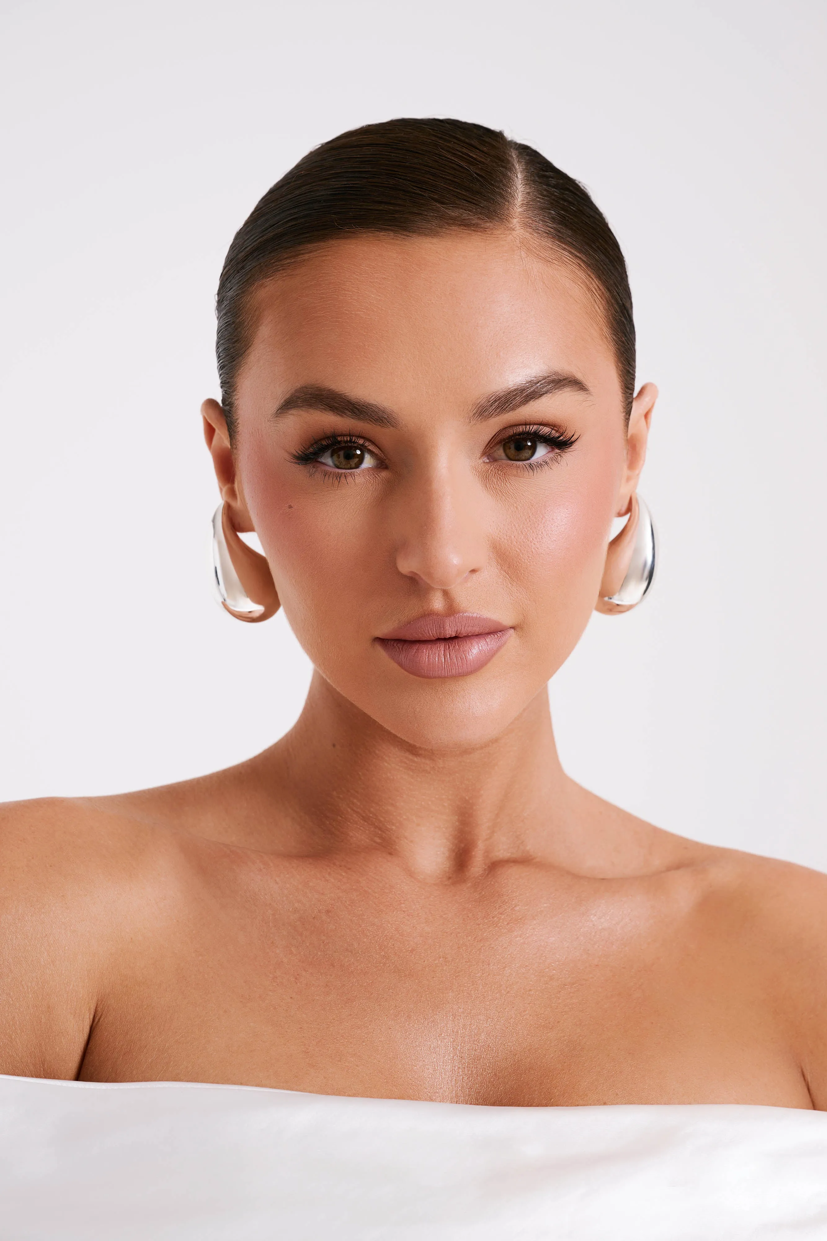 Zadie Oversized Double Teardrop Earrings - Silver sold by Meshki product image thumbnail 5