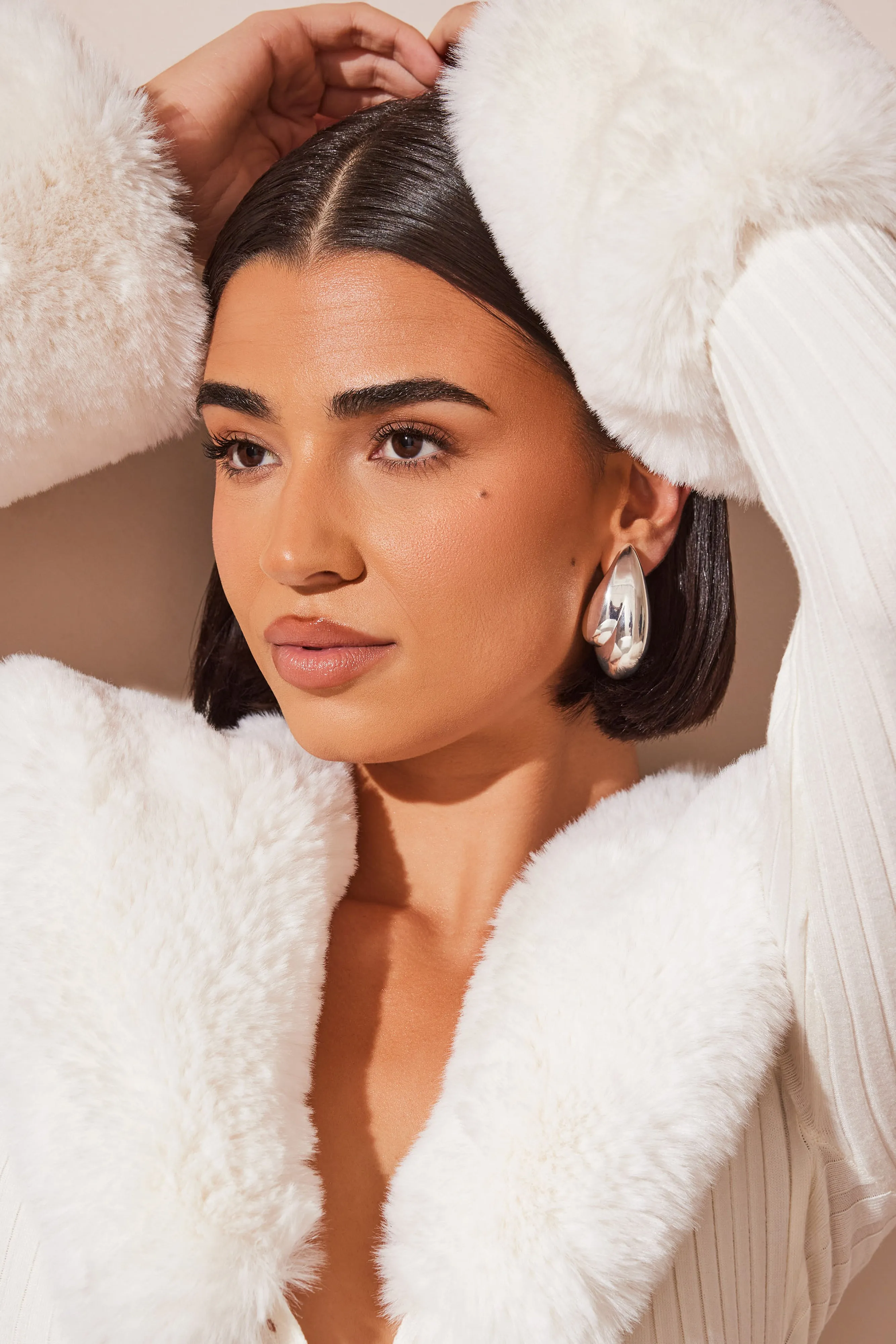 Zadie Oversized Double Teardrop Earrings - Silver sold by Meshki product image thumbnail 2