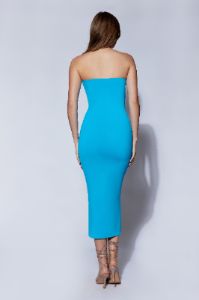 Cassidy Strapless Midi Dress - Cyan Blue sold by Meshki