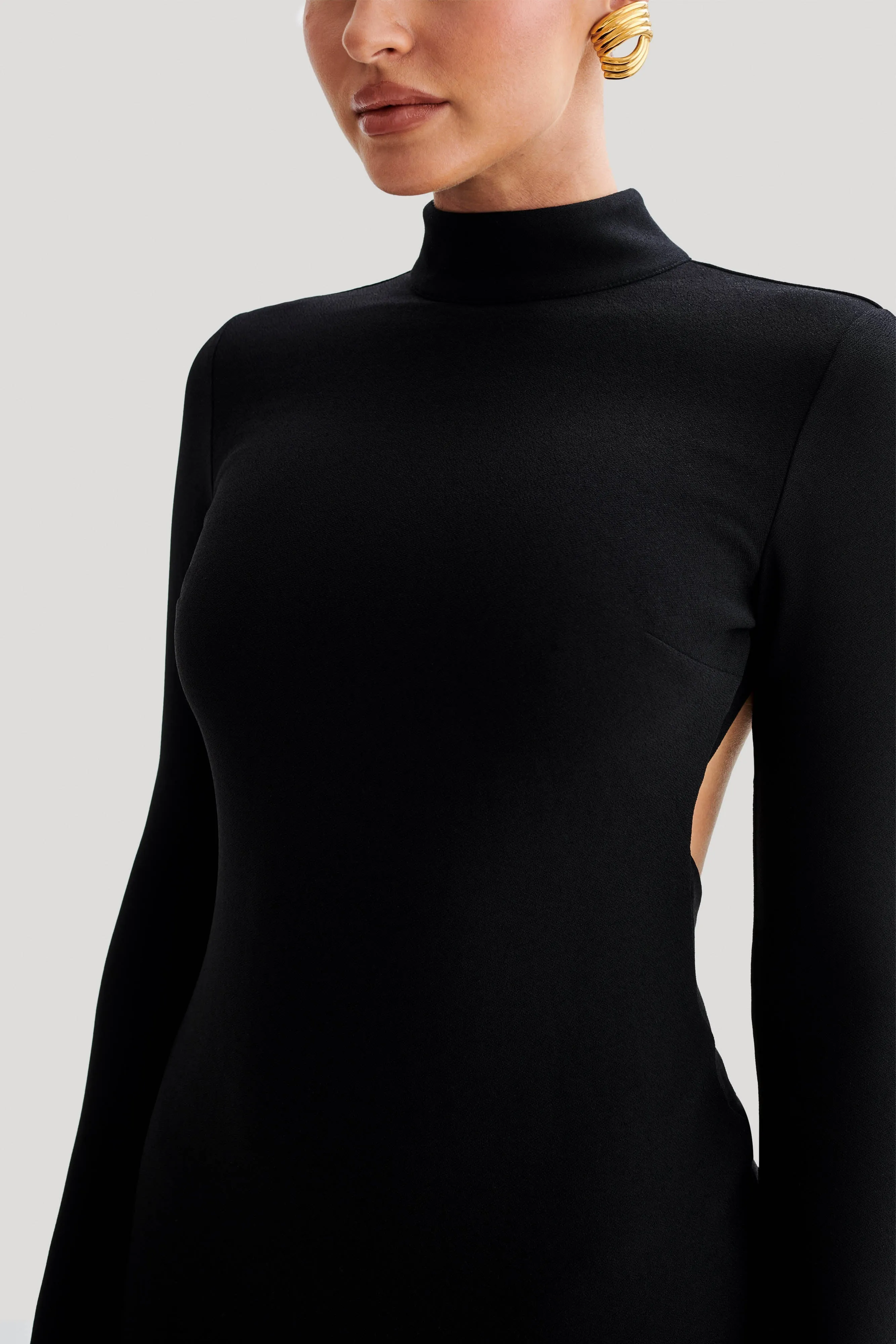 Agatha Crepe Pearl Mini Dress - Black sold by Meshki product image thumbnail 3