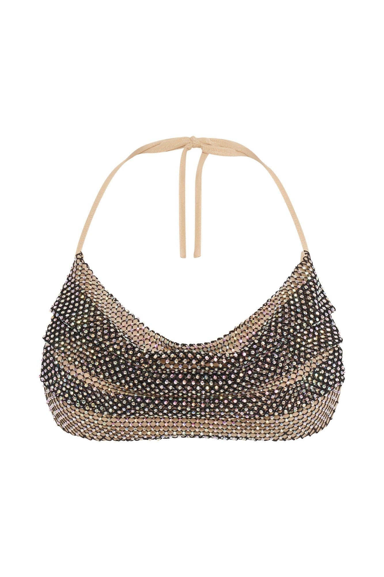 Casey Mesh Diamante Halter Crop - Iridescent Black sold by Meshki product image thumbnail 8