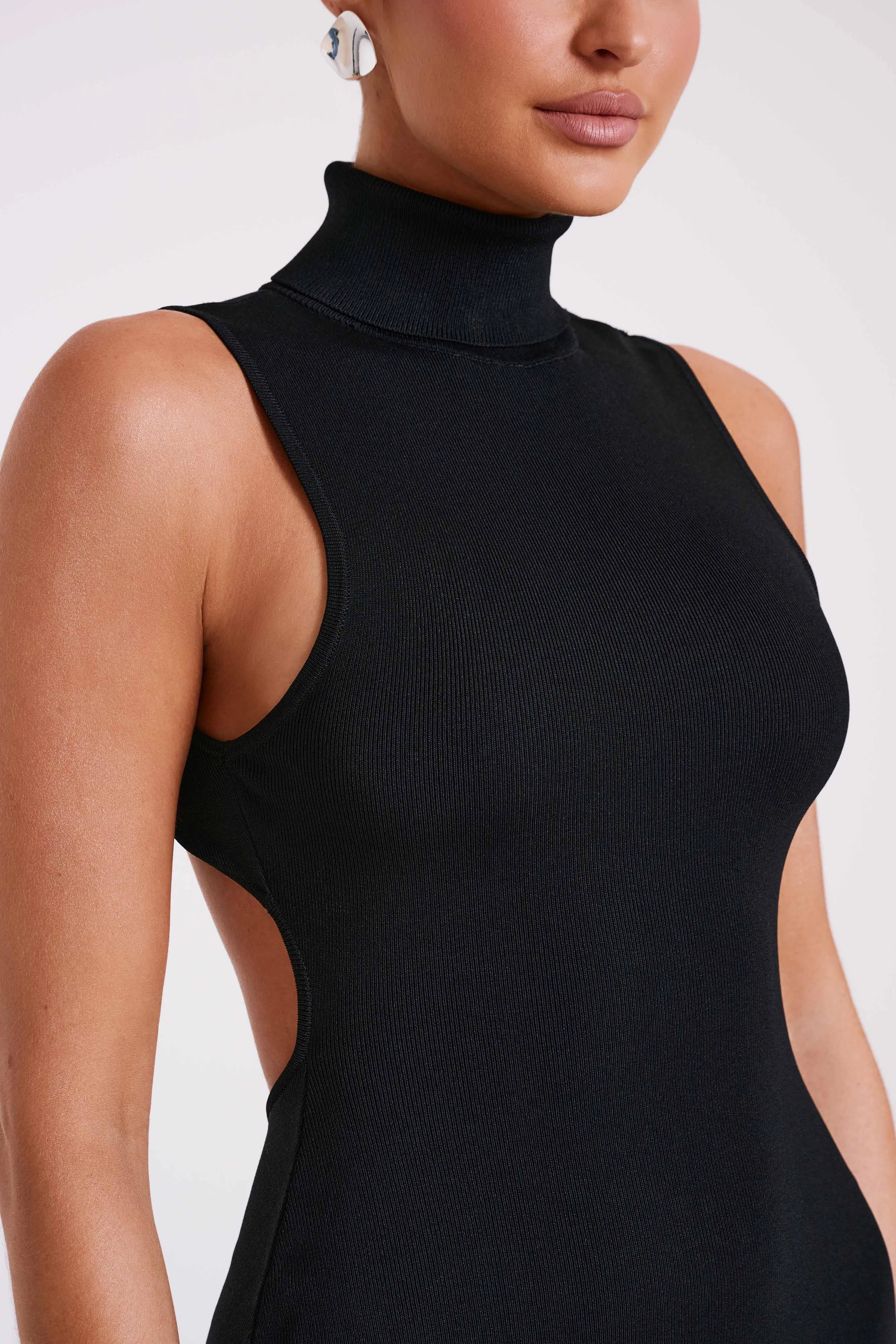 Louisa High Neck Knit Maxi Dress - Black sold by Meshki product image thumbnail 3