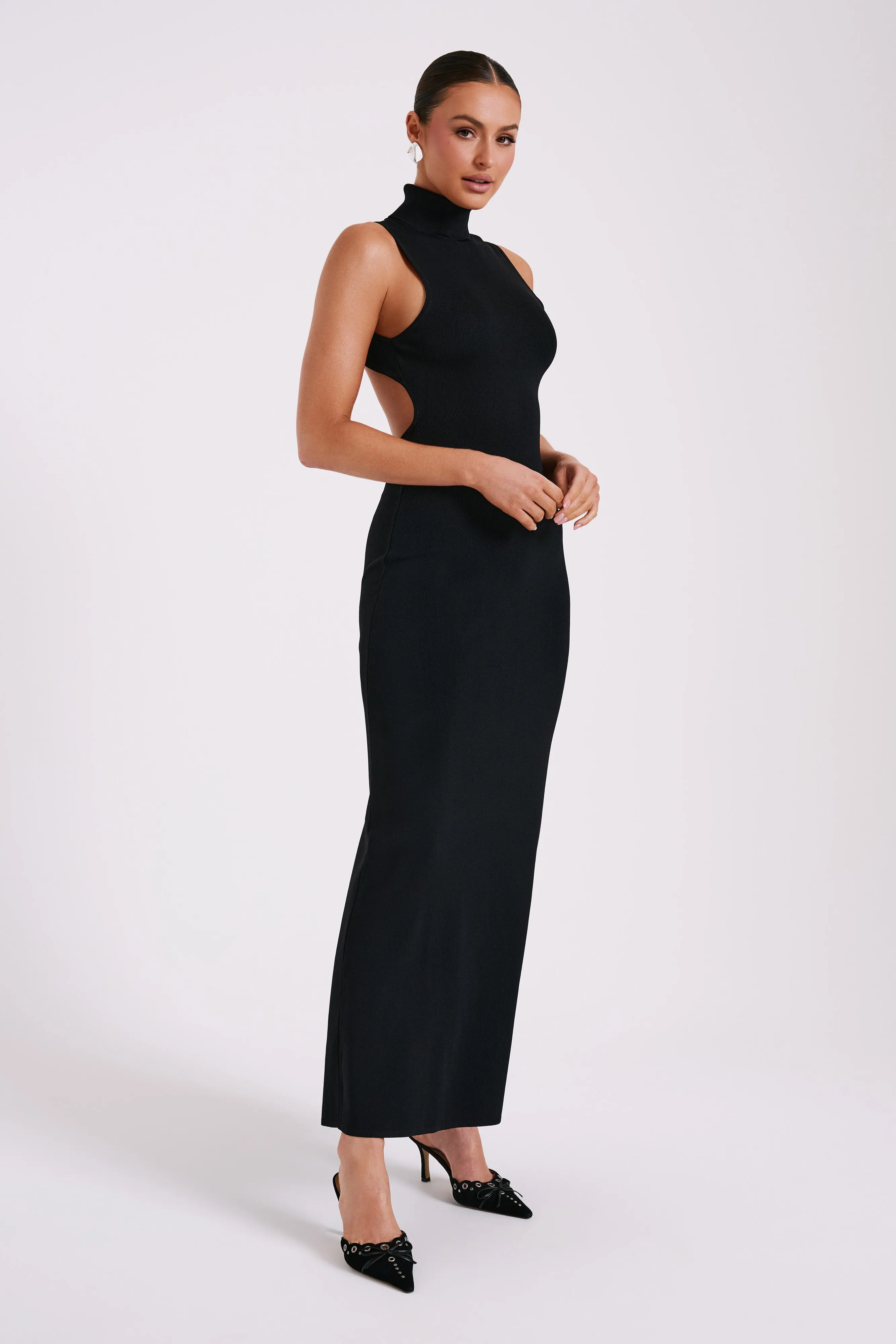 Louisa High Neck Knit Maxi Dress - Black sold by Meshki product image thumbnail 4