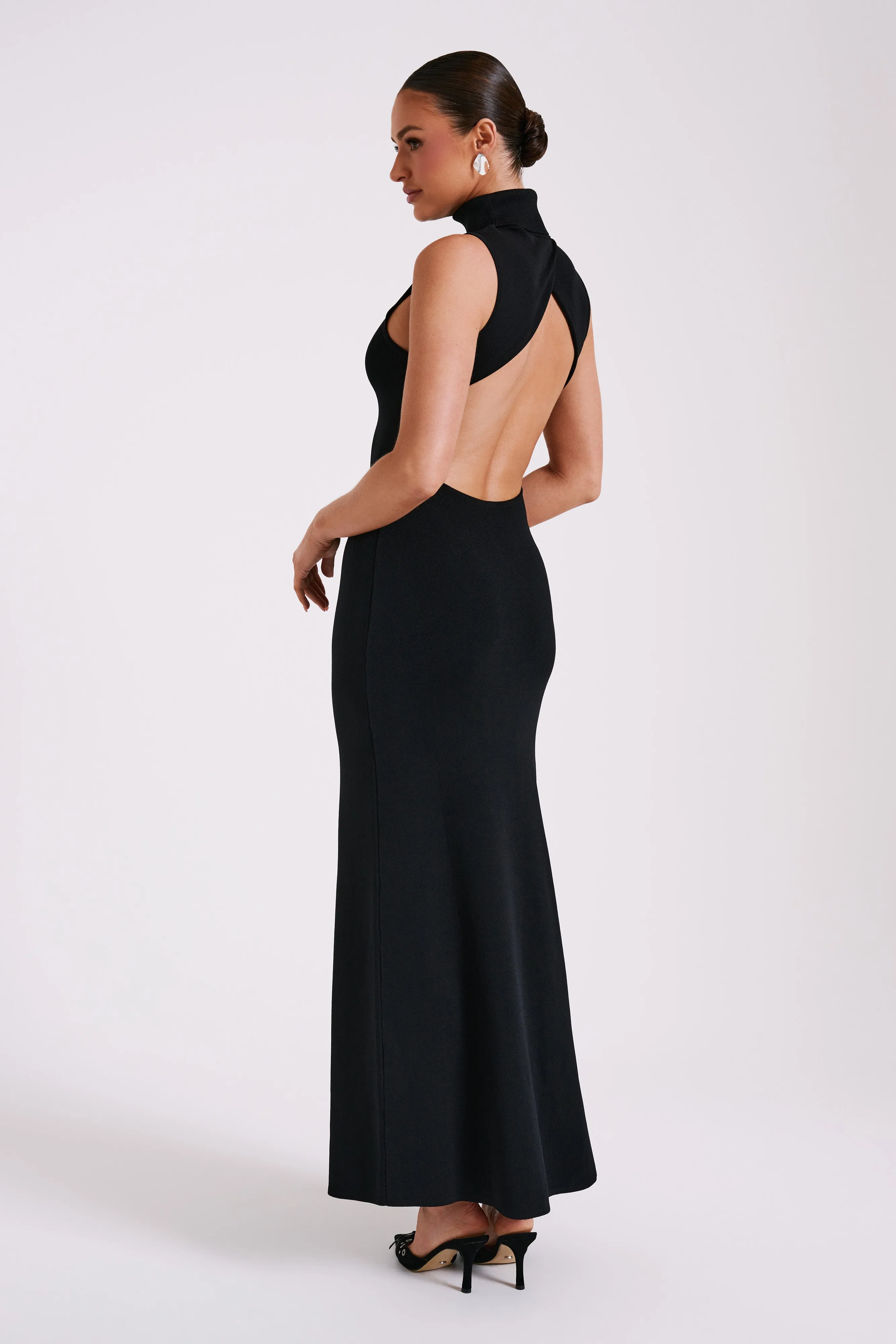 Louisa High Neck Knit Maxi Dress - Black sold by Meshki