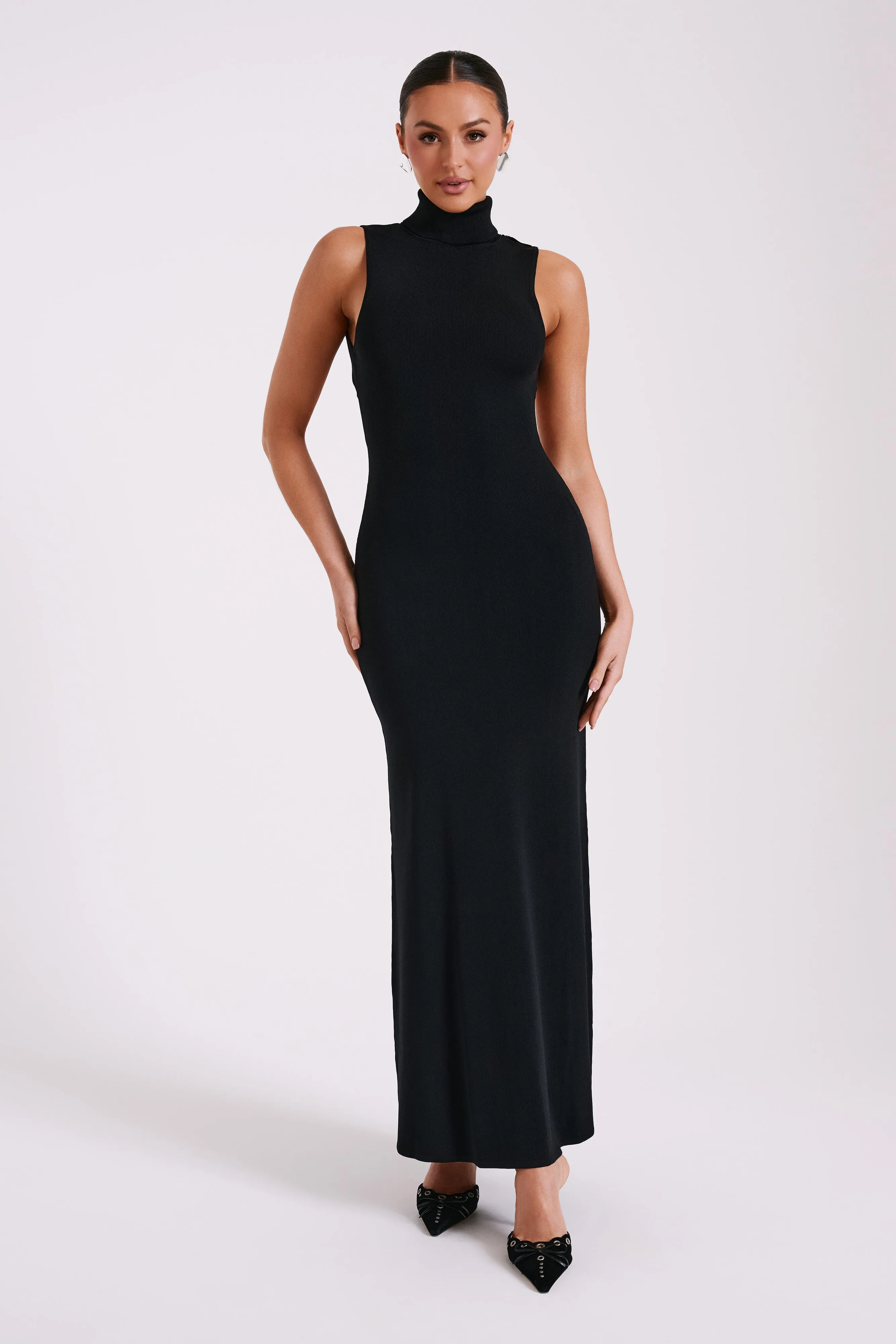 Louisa High Neck Knit Maxi Dress - Black sold by Meshki product image thumbnail 2